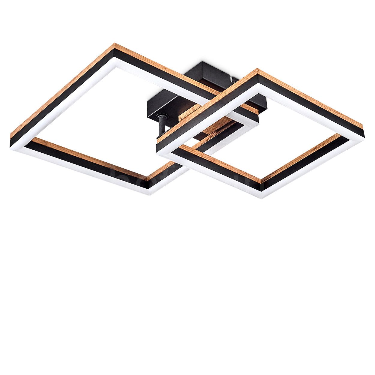 hofstein Deckenleuchte Deckenlampe aus Metall/MDF/Kunststoff in Schwarz/Hol günstig online kaufen