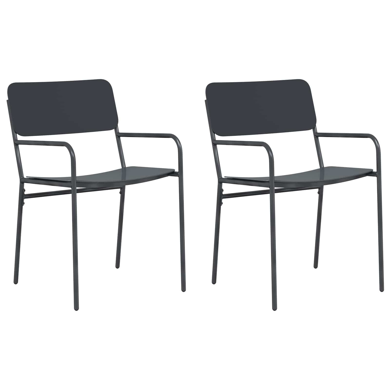 vidaXL Gartenstuhl Gartenstühle 2 Stk. Anthrazit Stahl (2 St)