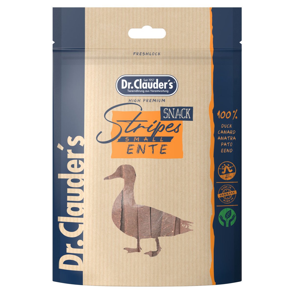 Dr. Clauder's Stripes Small Ente 80 g, für: Hund
