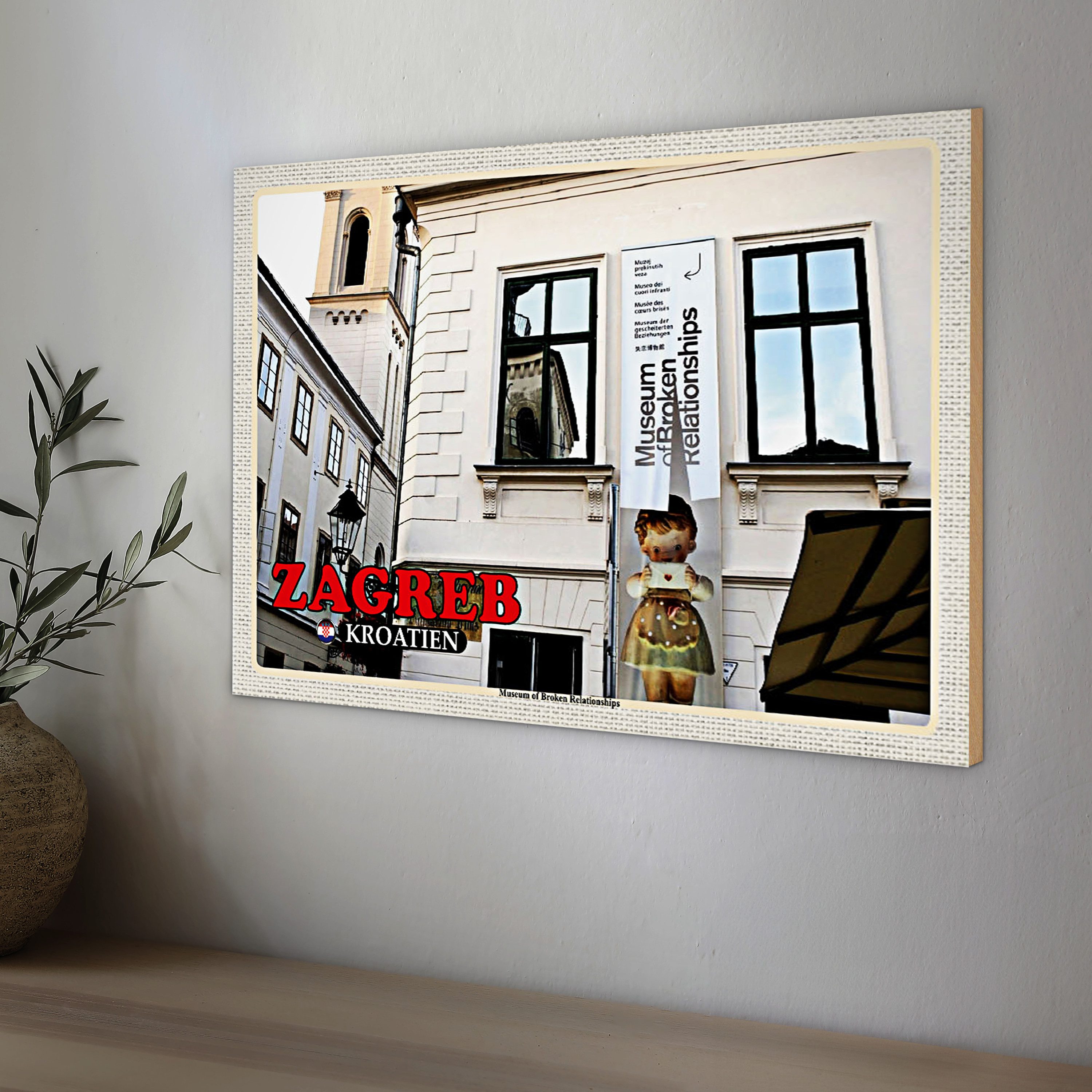 Roomando Holzbild Reise 40x30cm Zagreb Kroatien Museum Relationships
