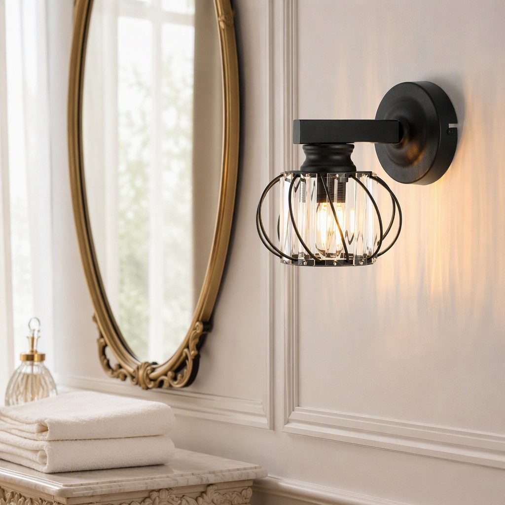 BlingBin Wandleuchte Goldene Kristall Innen,E27 Wohnzimmer Wandlampe Moderne, Gold Metall, ohne Leuchtmittel, Kristallwandleuchte für Wohnzimmer Korridor Esszim – Bild 3 von 5
