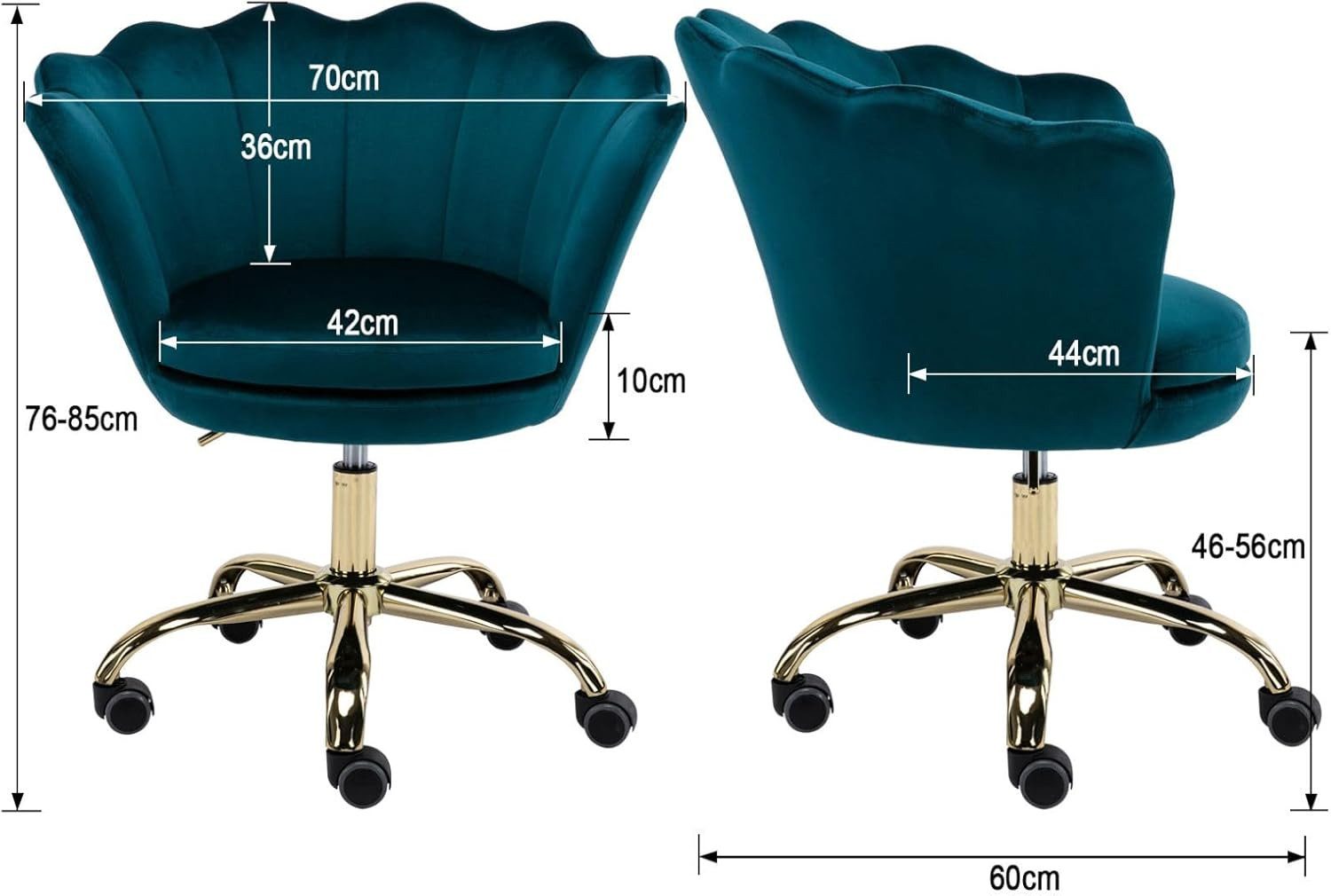 CHAIRUS Bürostuhl höhenverstellbarer Schminkstuhl mit Rollen in Blütenform (1 St), Schreibtischstuhl, Polsterstuhl, Drehstuhl