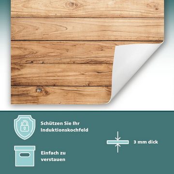 Decorwelt Herd-Abdeckplatte Herdabdeckplatte Kunststoff Aufrollbare Matte Küche Holz Braun Herd, (30x52, 1 tlg), für alle Herdarten excl. Gasherde