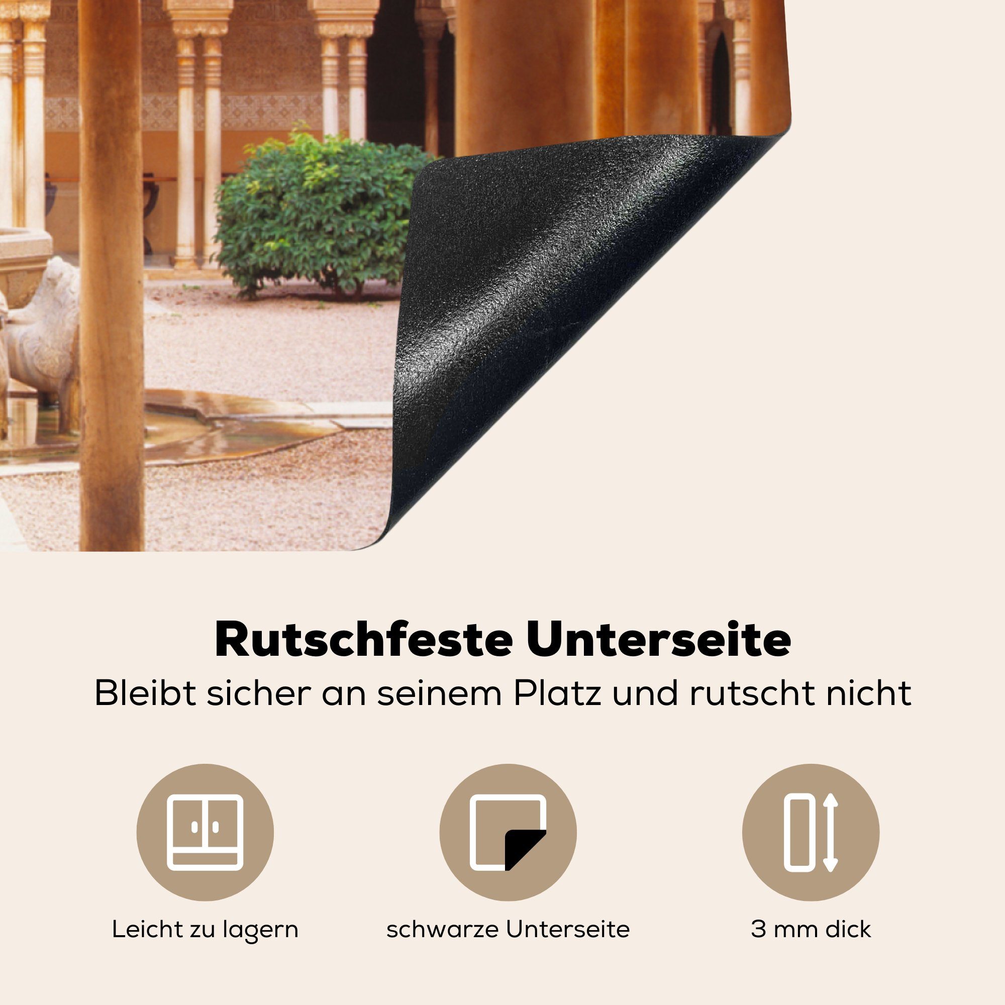 Vinyl, Ceranfeldabdeckung, MuchoWow für Innenhof Alhambra, Herdblende-/Abdeckplatte (1 cm, 78x78 tlg), küche Arbeitsplatte Traditioneller