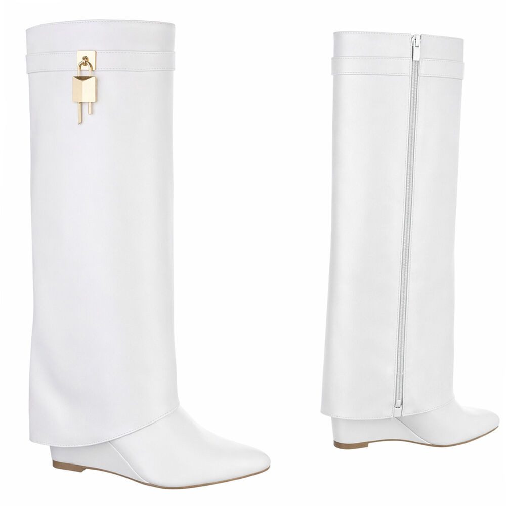 Ital-Design Moderne Damenstiefel mit elegantem Design und Komfort Keilstiefel (91116968) Keilabsatz/Wedge Stiefel in Weiß – Bild 4 von 5