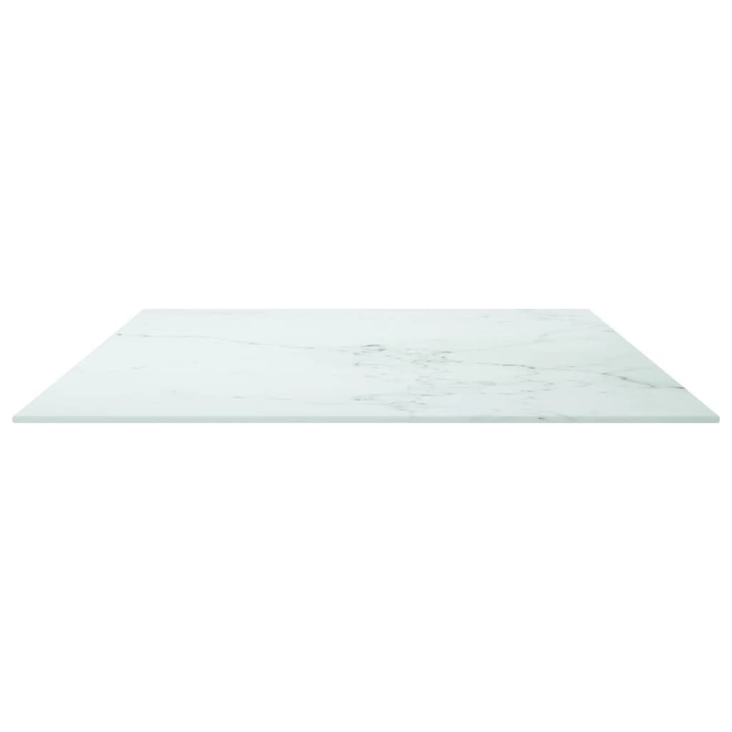 furnicato Tischplatte Weiß mm St) 100x62 in 8 Marmoroptik cm (1 Hartglas