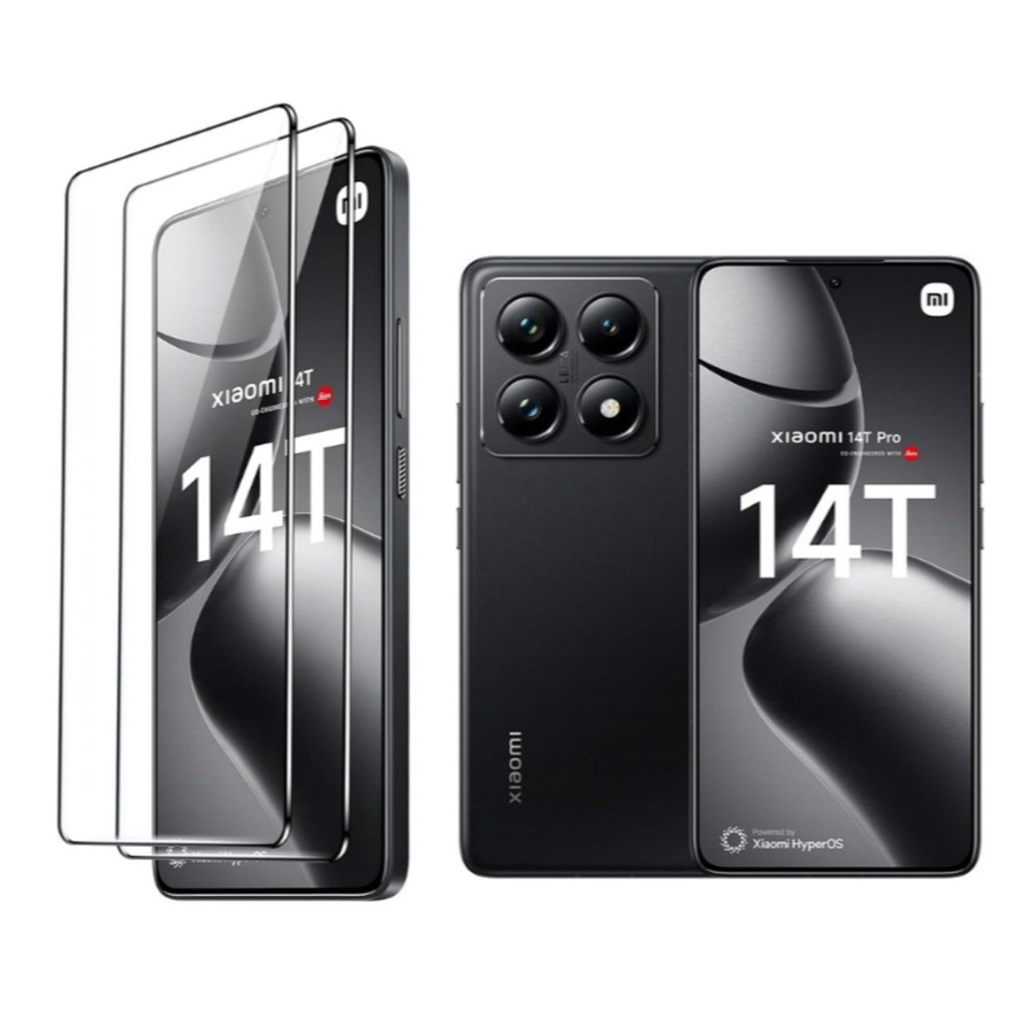 CLM-Tech Displayschutzglas 2X für Xiaomi 14t / Xiaomi 14t Pro, Panzerglas Folie - Anti-Fingerabdruck und kratzfest -, 2 Stück, Kristallklar