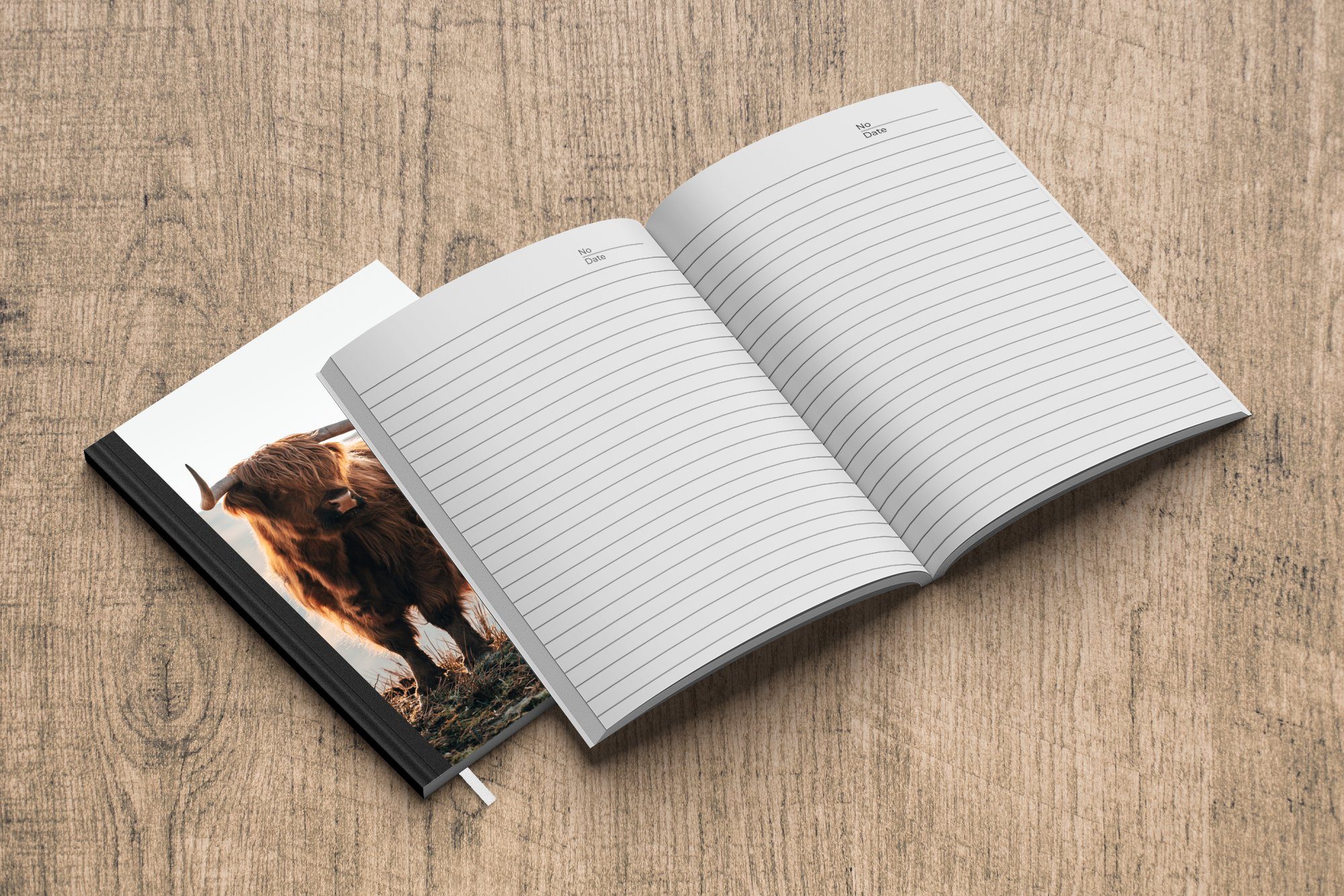 MuchoWow Notizbuch Schottische Highlander Landschaft Journal, - - A5, Tiere Notizheft, - Kuh Merkzettel, Ländlich Haushaltsbuch - Seiten, 98 - Tagebuch, Natur