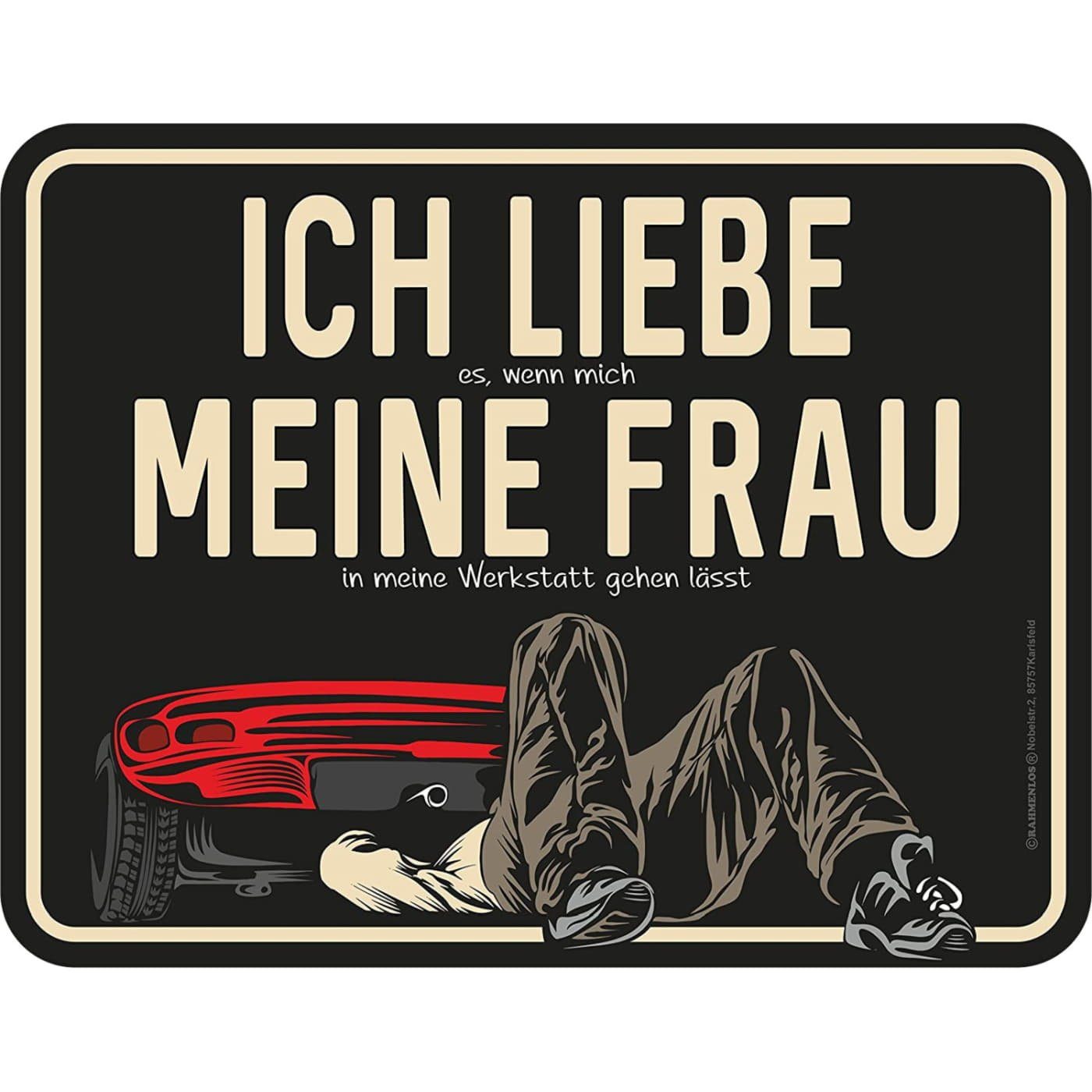 RAHMENLOS® Metallschild ICH LIEBE MEINE FRAU Blechschild, Geprägt, mit