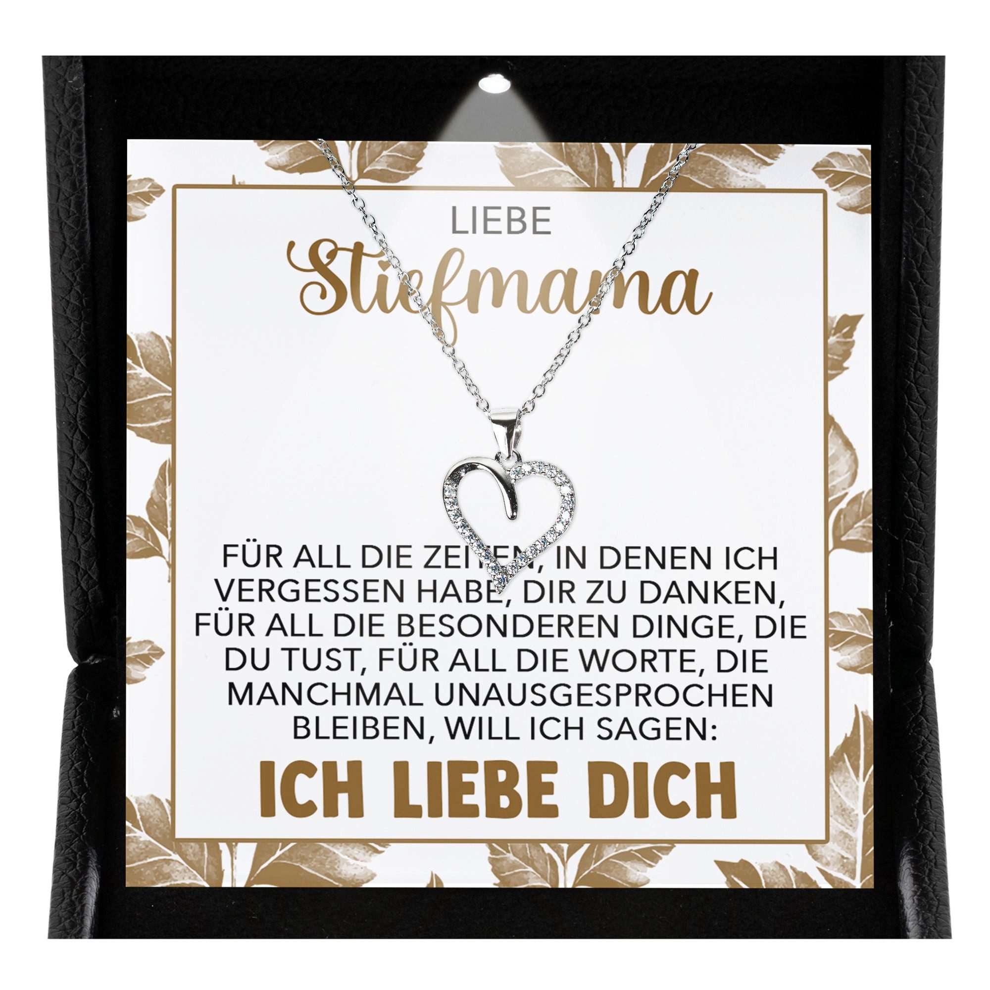 Schmuckset Stiefmutter Geschenk Muttertag Bonus-Mama Herz Halskette Geburtstag