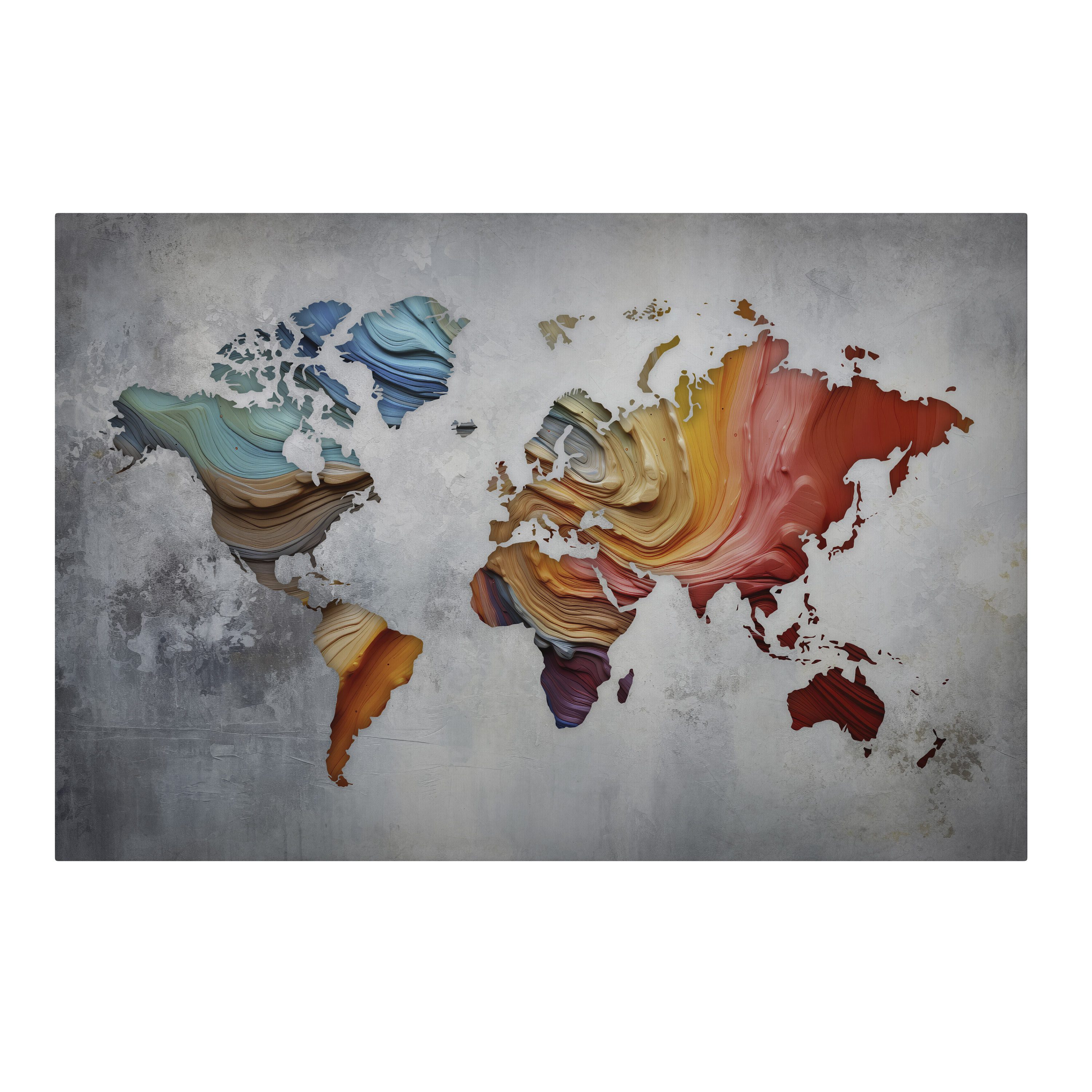 SPACEREBELS Leinwandbild PAINTED CONTINENTS, Weltkarte (1 St), 3 cm Keilrahmen, Baumwollleinwand