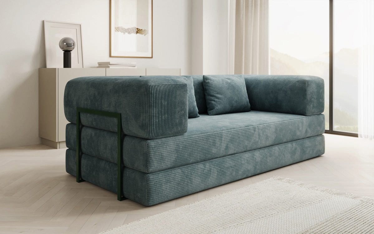 Luxusbetten24 Sofa Designer Sofa Lazy 3 Sitzer, mit Aufklappfunktion und Cordbezug