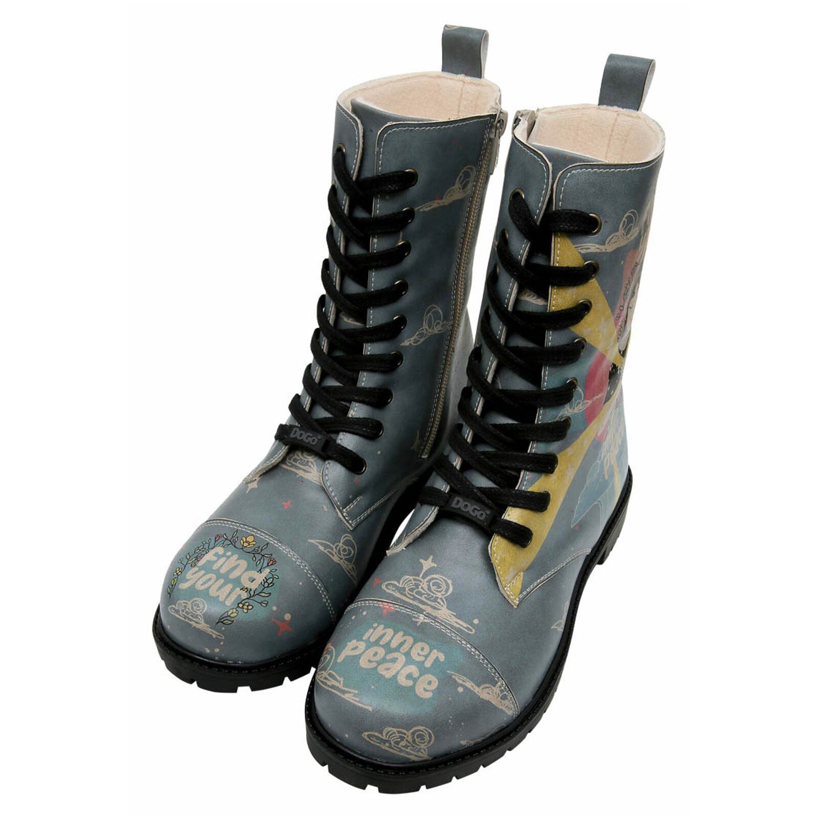 DOGO Zipsy High-Top Boots Find Your Inner Peace Damen Stiefeletten Schnürboots Handgefertigt