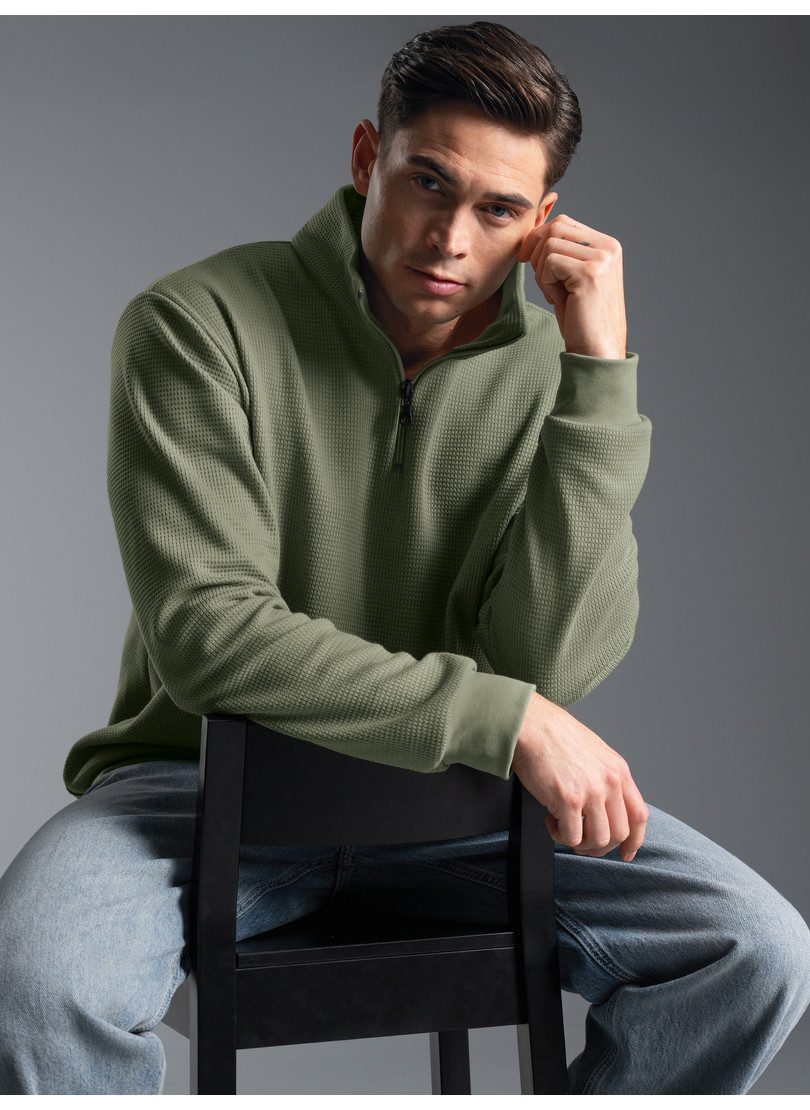 Sweatshirt TRIGEMA Troyer in Waffeloptik