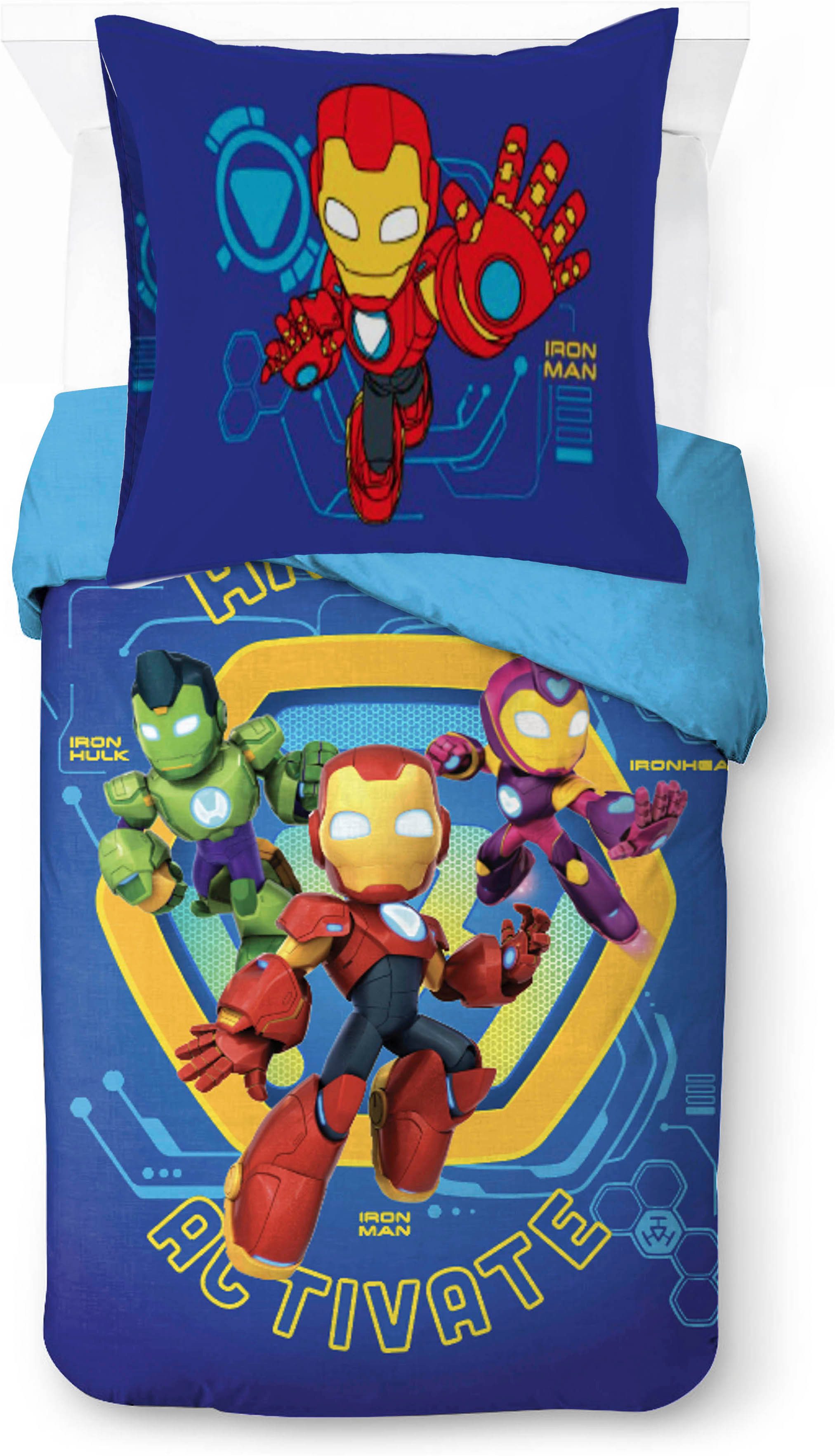 MARVEL Kinderbettwäsche Iron Man Armor, Linon, 2 teilig, 100% Baumwolle