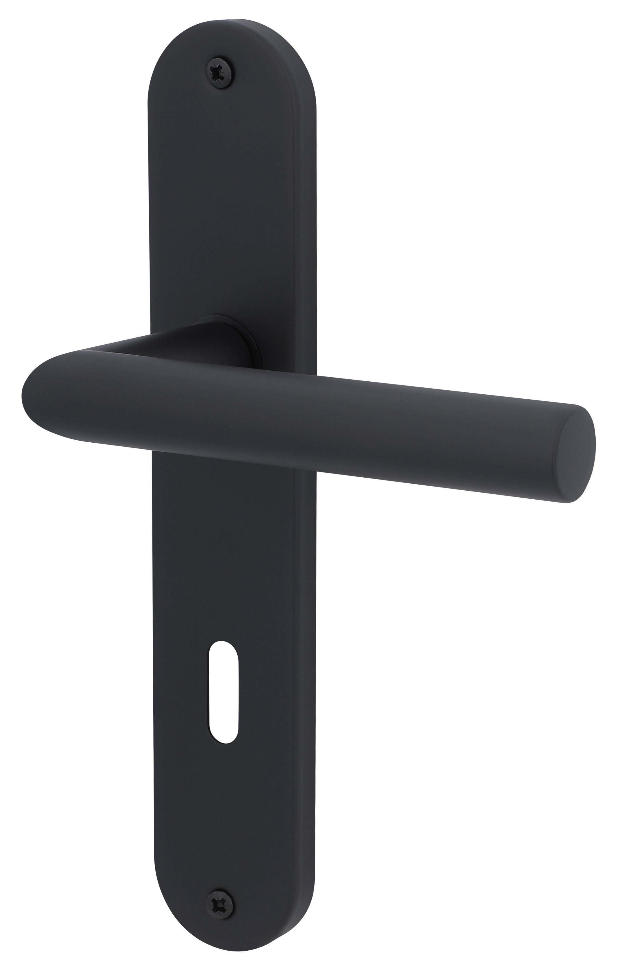 Buntbartlochung (1 Langschildgarnitur Türbeschlag matt St), L17/A67 Alpertec schwarz mit für Zimmertüren Edelstahl