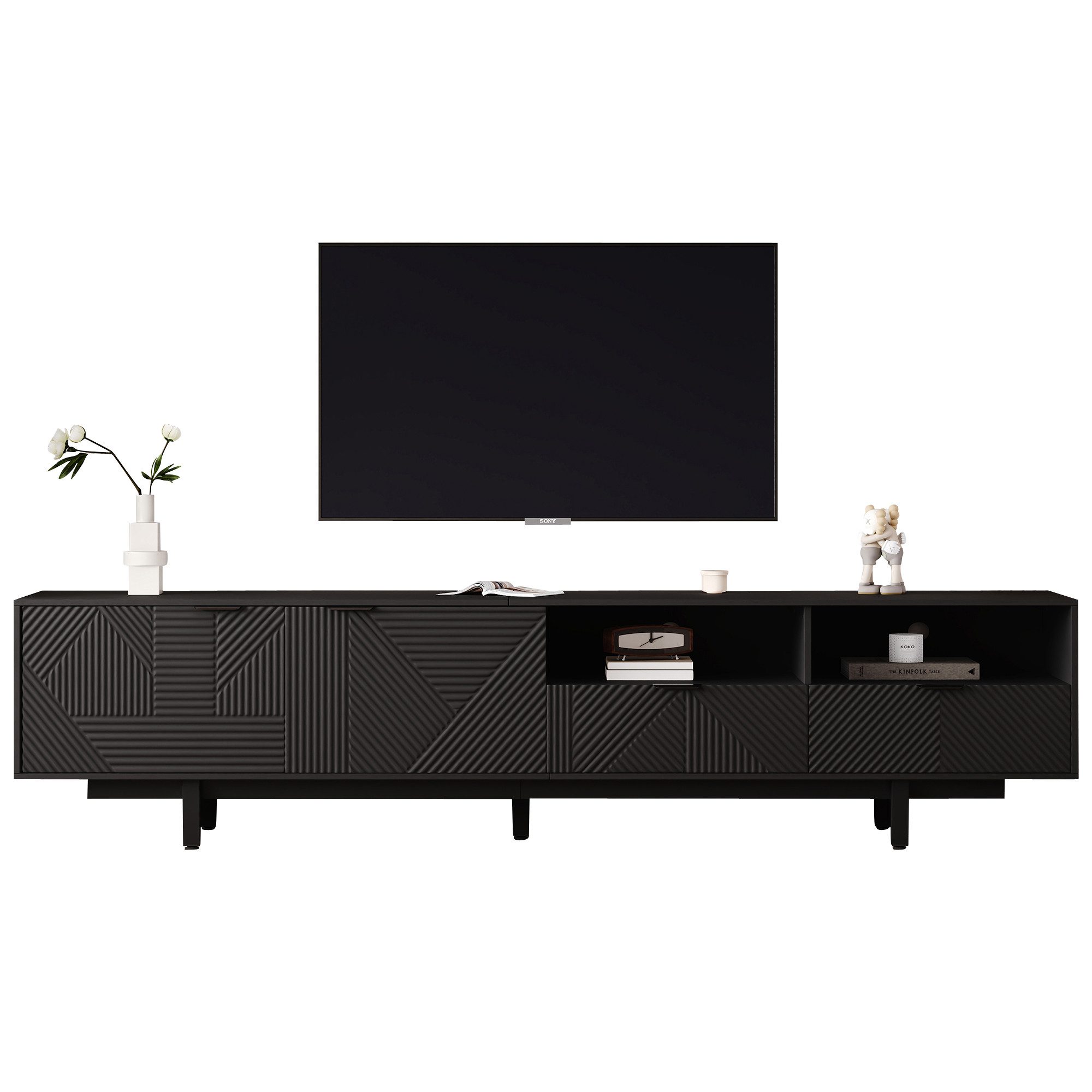 Merax Lowboard mit geometrischen Linien, TV-Schrank günstig online kaufen