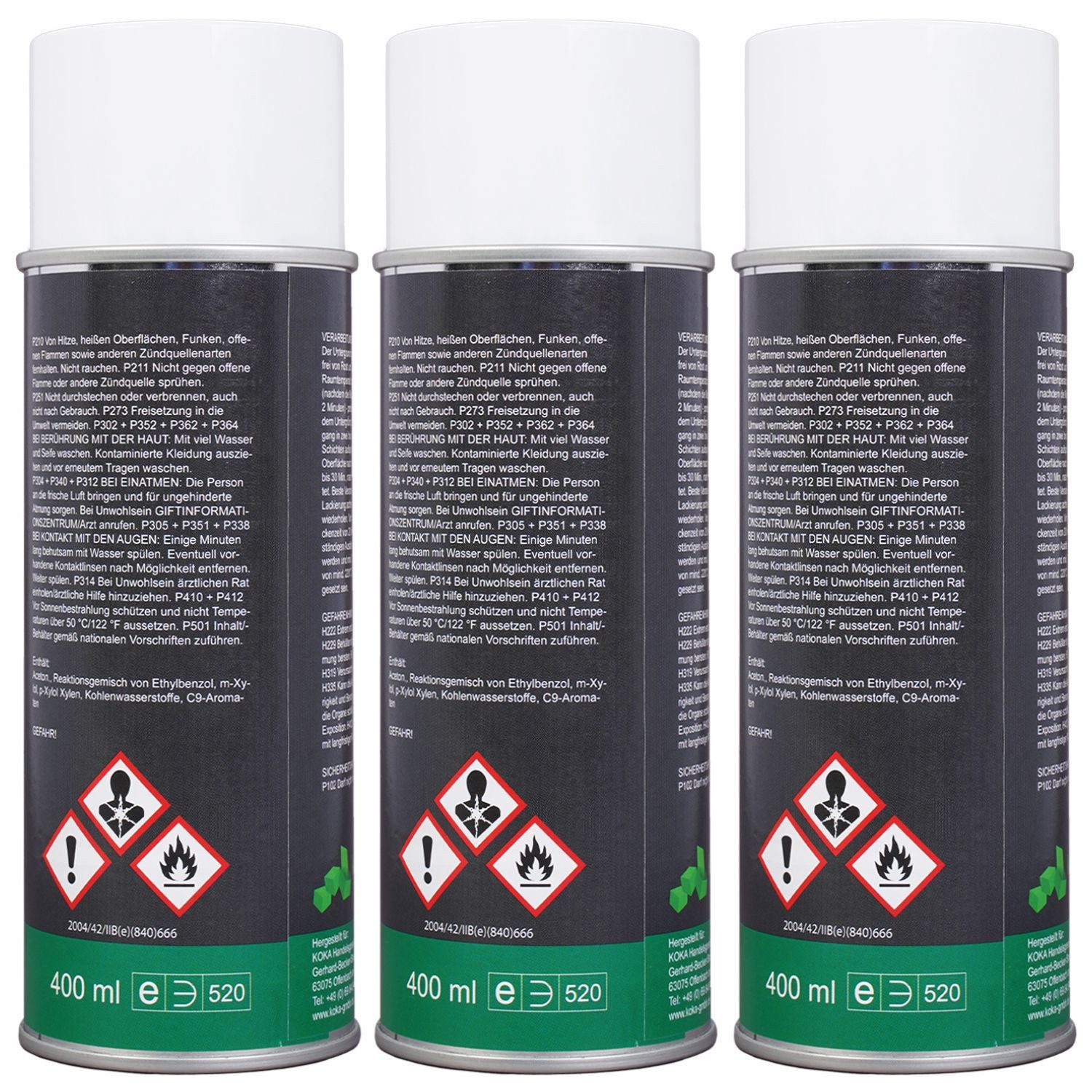KOKA Sprühlack 3x Ofenlack 650°C Ofen-Farbe Schwarz Matt, Thermolack Lack-Spray Hitzebeständig für Öfen Kamin Grill Schornstein