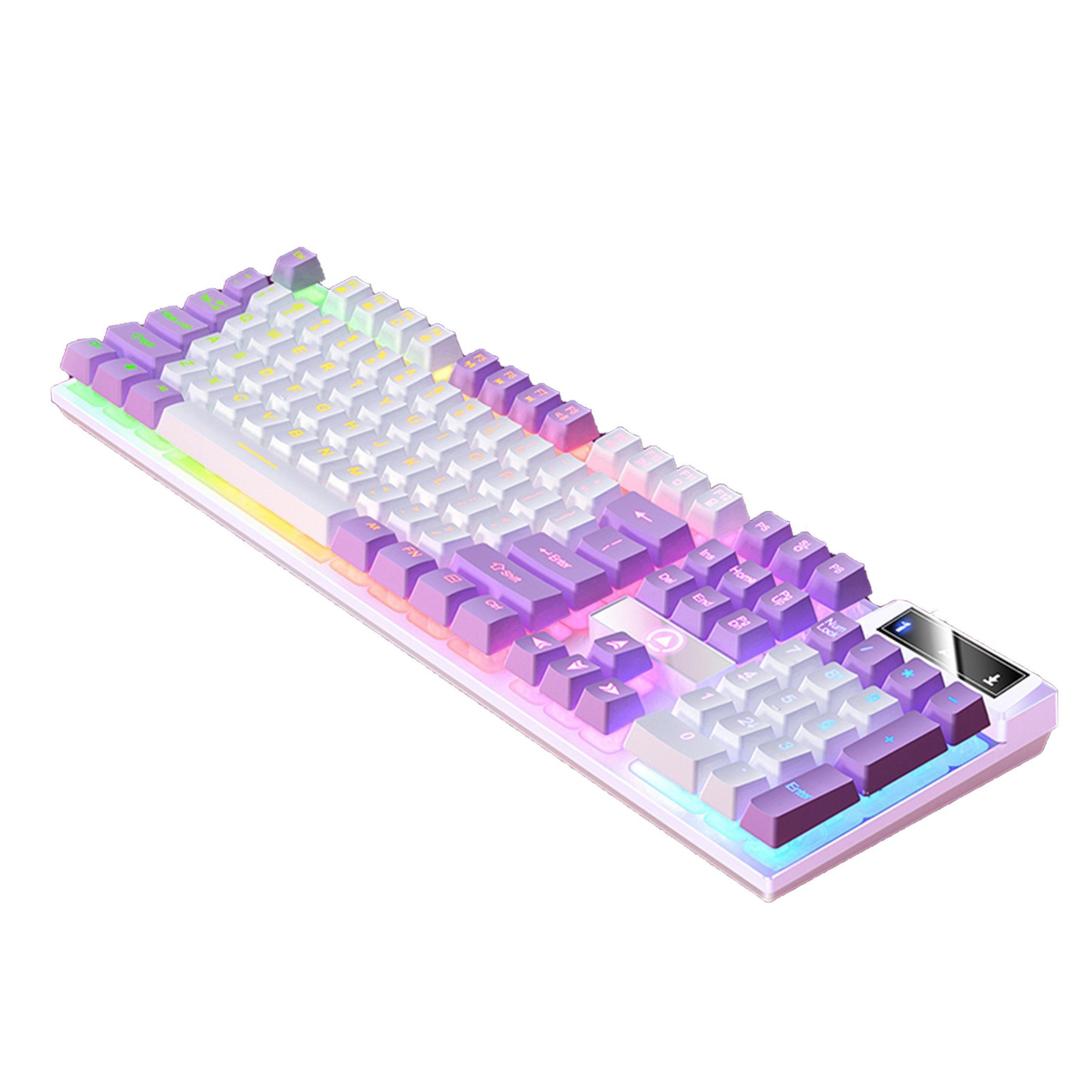KINSI Kabelgebundene Tastatur,Gaming-Tastatur,Zweifarbig,Mechanisches Gefühl Tastatur (Tastatur mit Hintergrundbeleuchtung)