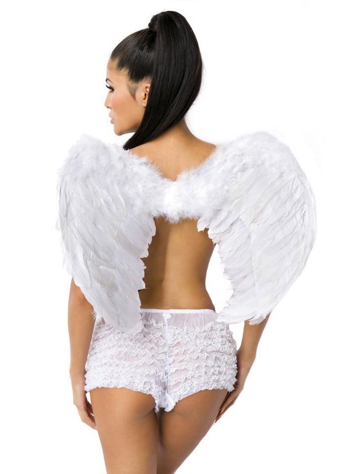 Metamorph Kostüm-Flügel Weiße Federflügel - Engel Faschings Kostümflügel, Weiße Flügel für festliche Wesen
