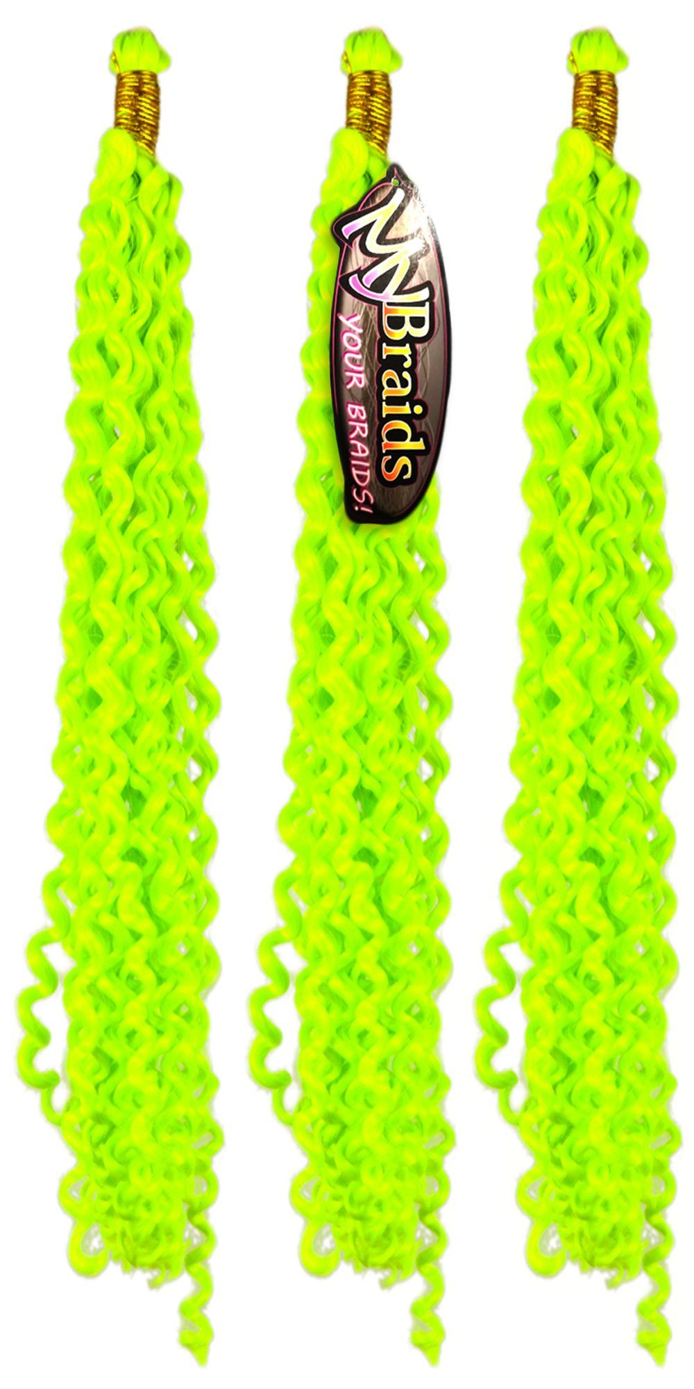 MyBraids YOUR BRAIDS! Kunsthaar-Extension Deep Wave Crochet Braids 3er Pack Flechthaar Zöpfe Wellig 13-W Neongelb