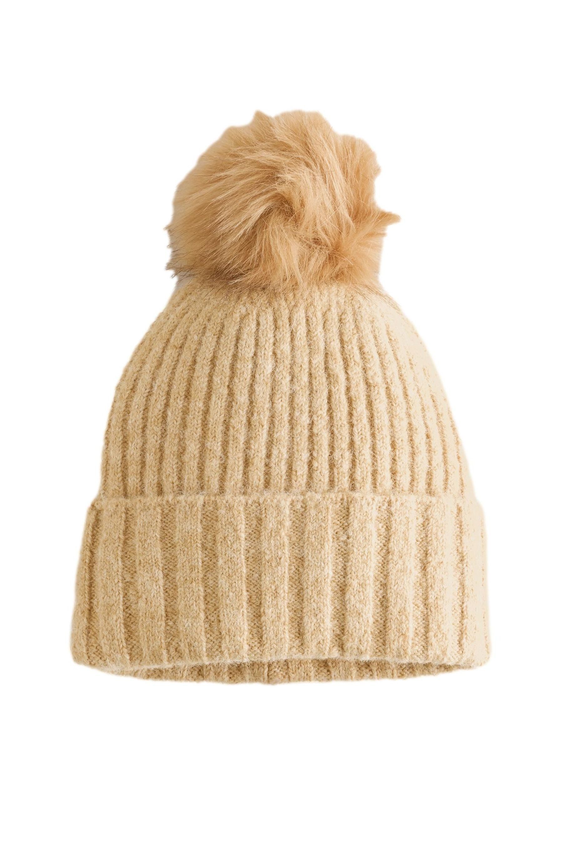 Next Bommelmütze Gerippte Beanie mit Bommel (1-St)