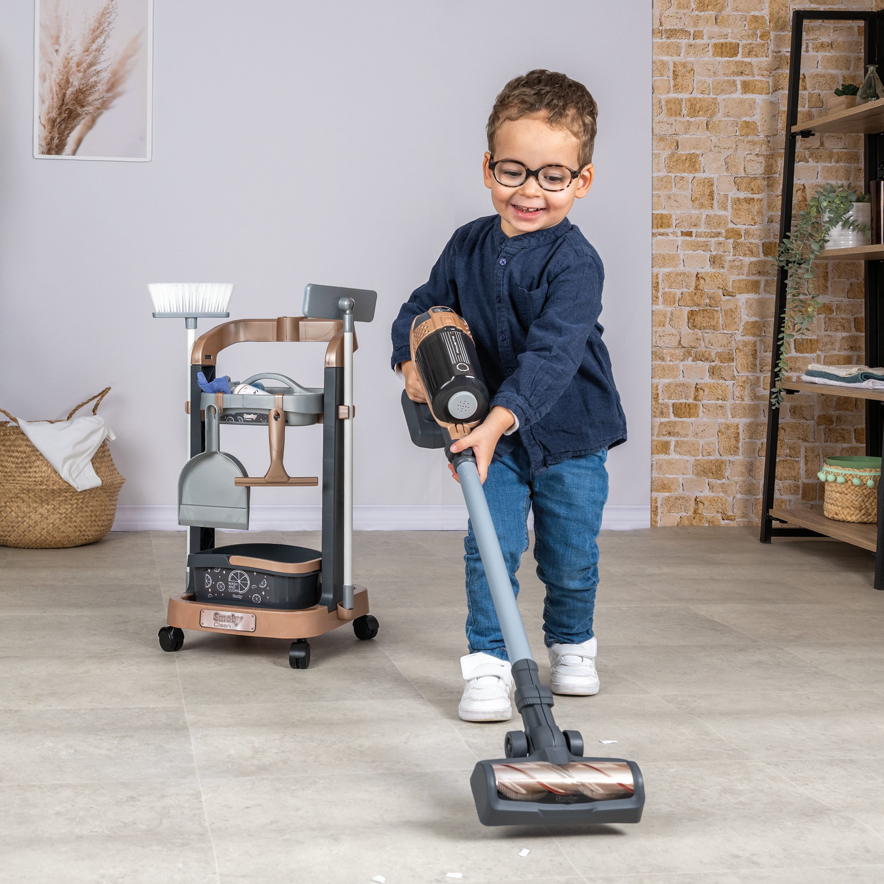 Smoby Kinder-Besenwagen Rowenta Reinigungstrolley, mit Sound – Bild 2 von 5