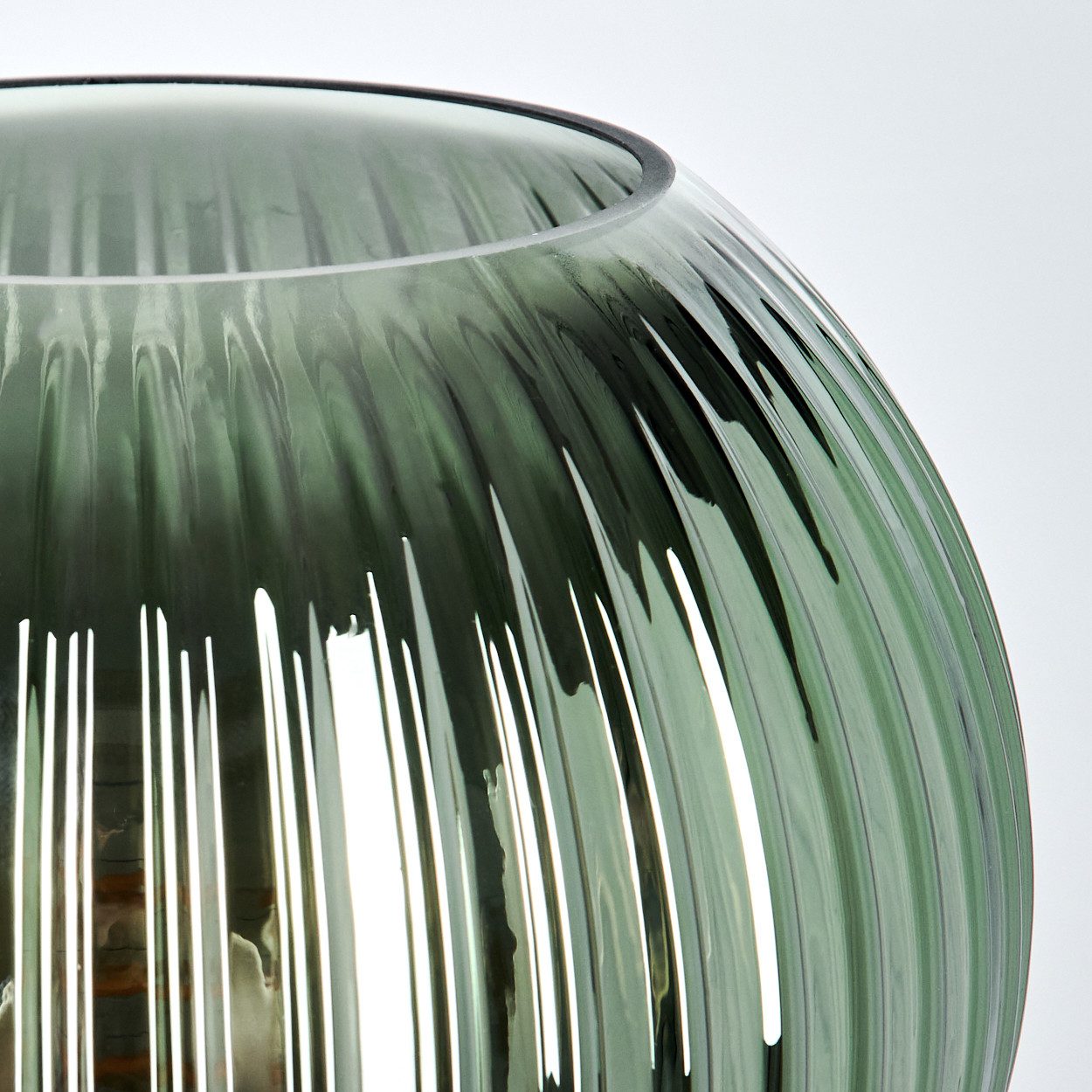 hofstein Tischleuchte Tischlampe aus Metall/Riffelglas in Schwarz/Grün, ohne Leuchtmittel, Leuchte im Retro/Vintage-Design mit Glasschirm (20 cm), E27