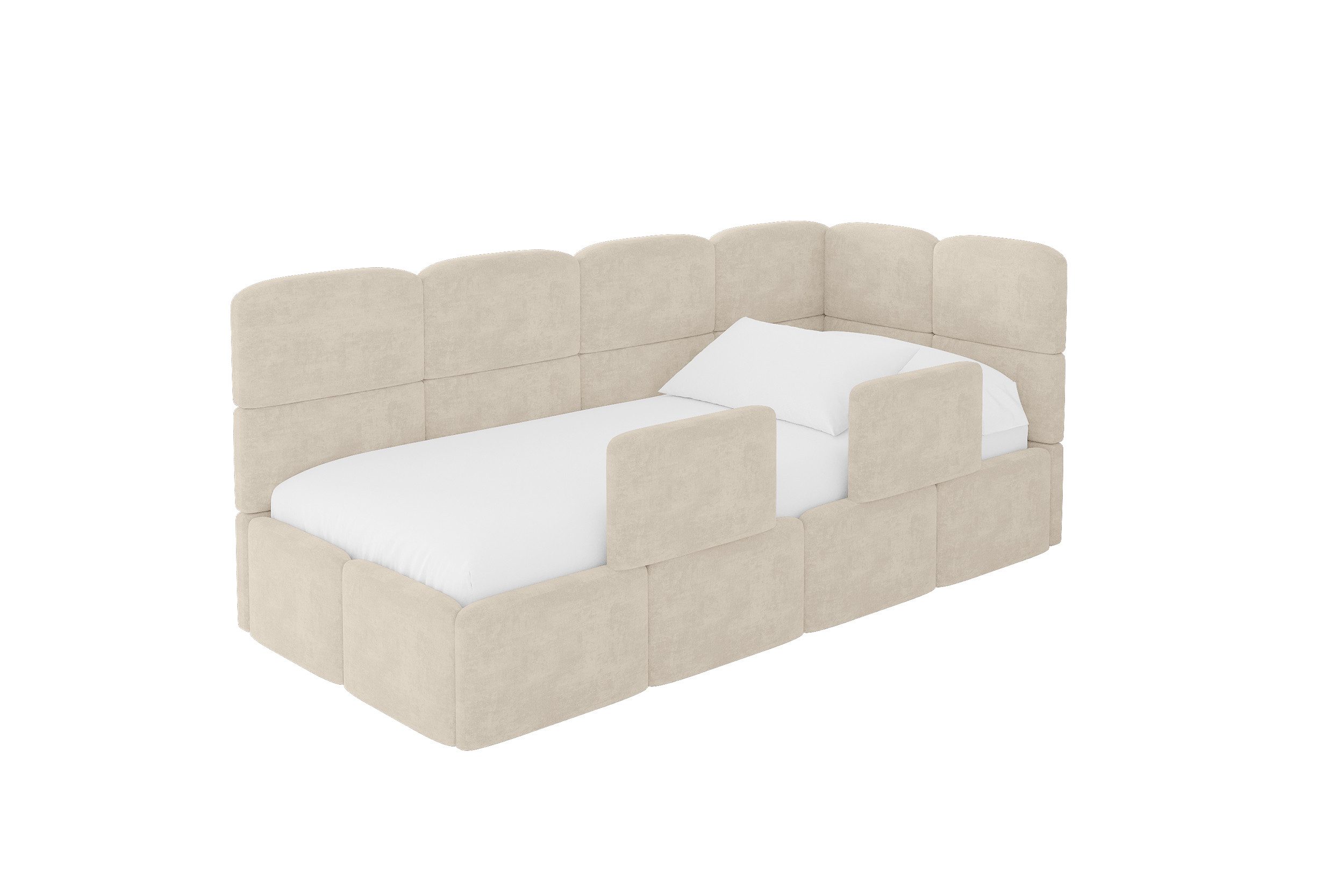 ALTDECOR Jugendbett KIVY (Jugendbett mit Bettkasten und Lattenrost, Polsterbett ohne Matratze), Einzelbett mit Stauraum, Bett mit Kopfteil