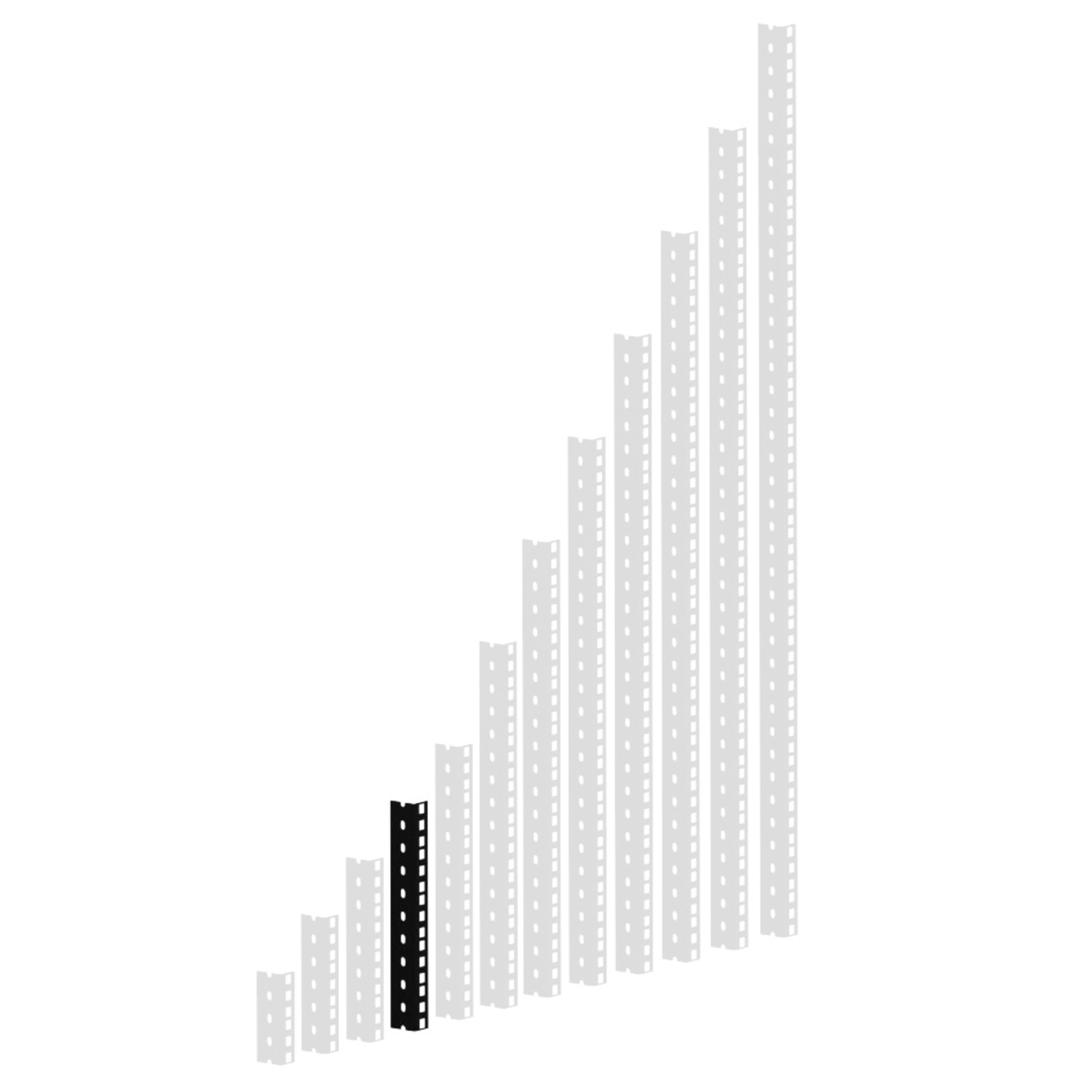 Adam Hall Laufschienenprofil (Fittings, Профили), 61535B5 Rackschiene, schwarz gestanzte Löcher, 5 HE - Profil
