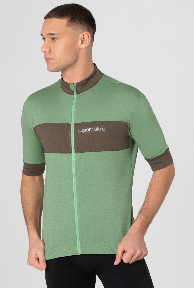 SUPER.NATURAL Radtrikot Merino Fahrradtrikot M GRAVIER CAMISA Merino-Materialmix mit reflektierenden Logos