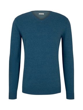 TOM TAILOR Strickpullover Feinstrick Pullover Langarm Basic Sweater V-Neck Jumper 4662 in Blau