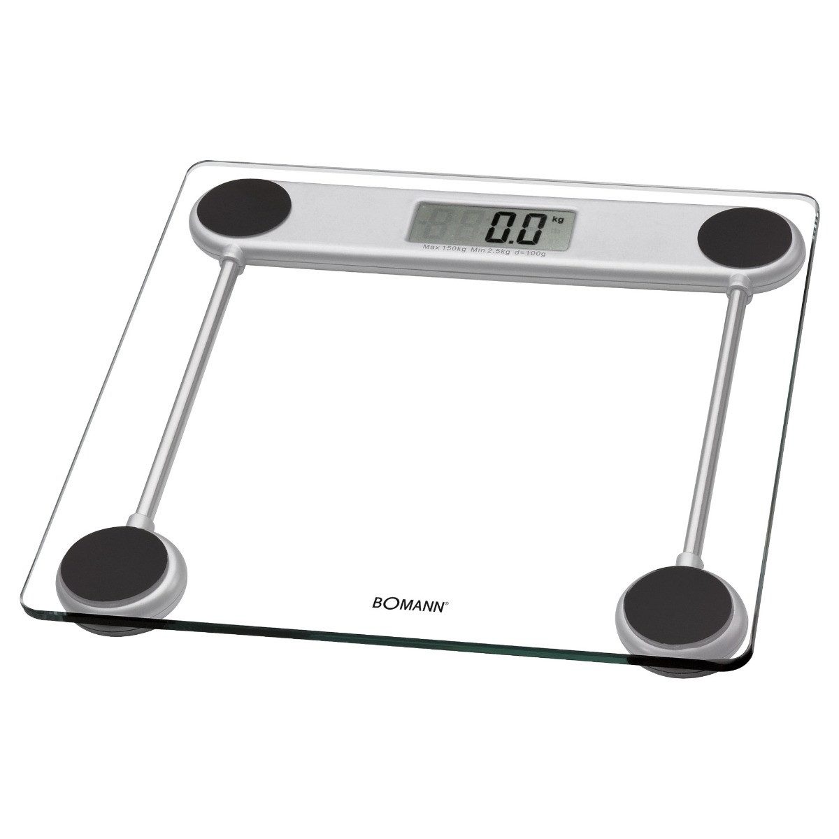 BOMANN Personenwaage PW 1417 CB, mit Glas-Oberfläche, Messbereich von 2,5–150 kg
