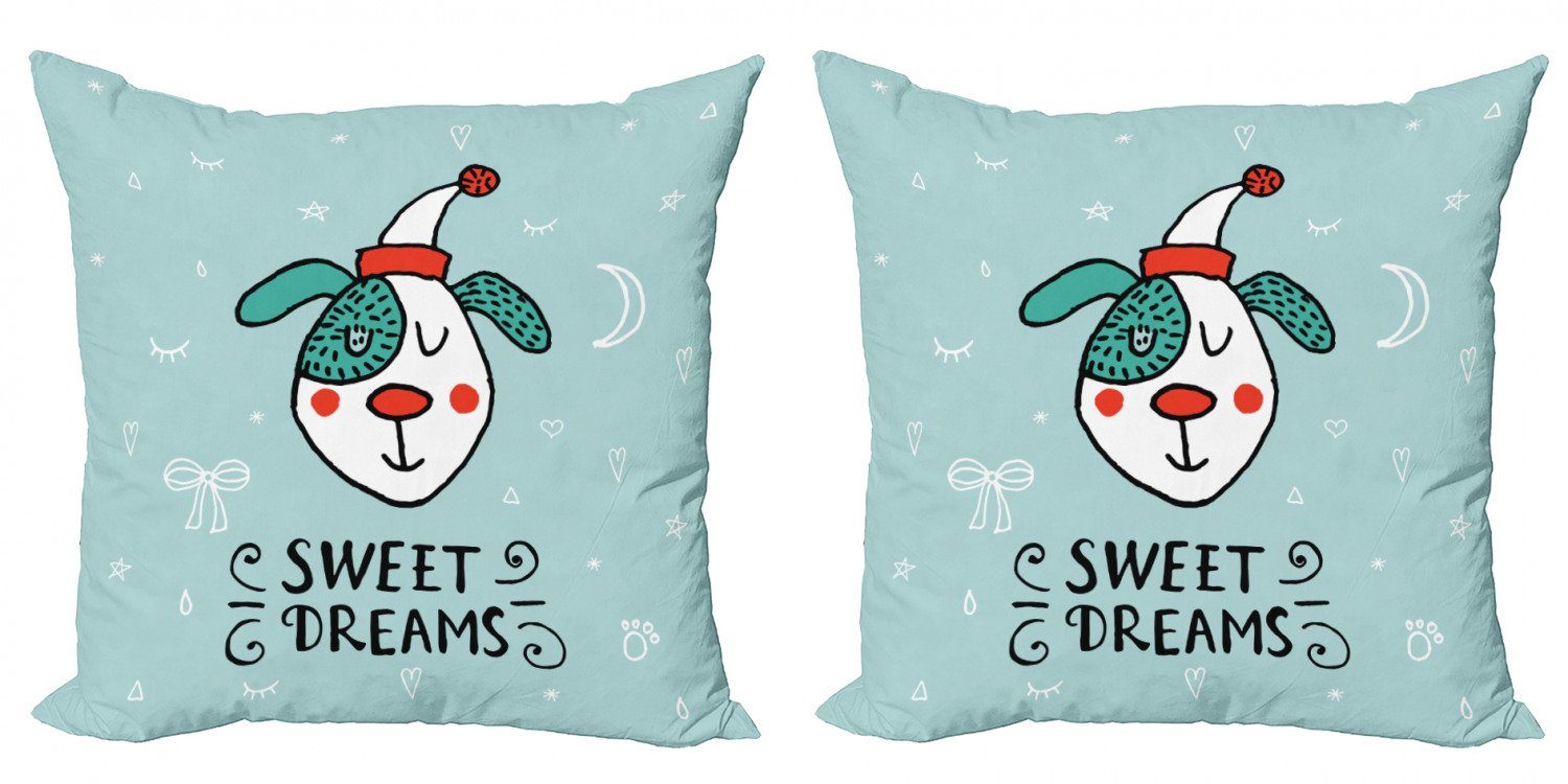 das beste Geschenk Kissenbezüge Modern Accent Doppelseitiger Abakuhaus Süße Digitaldruck, (2 Lustige Stück), Cartoon-Hund Träume