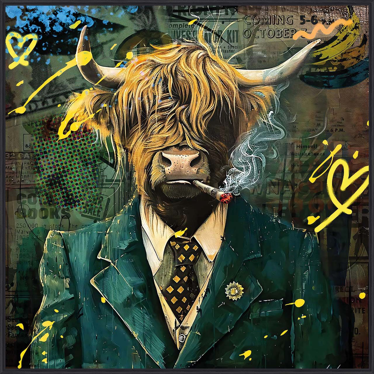 ArtUniverse Gemälde Leinwandbild Gentleman Bull 80 x 80 cm, Tiermotiv