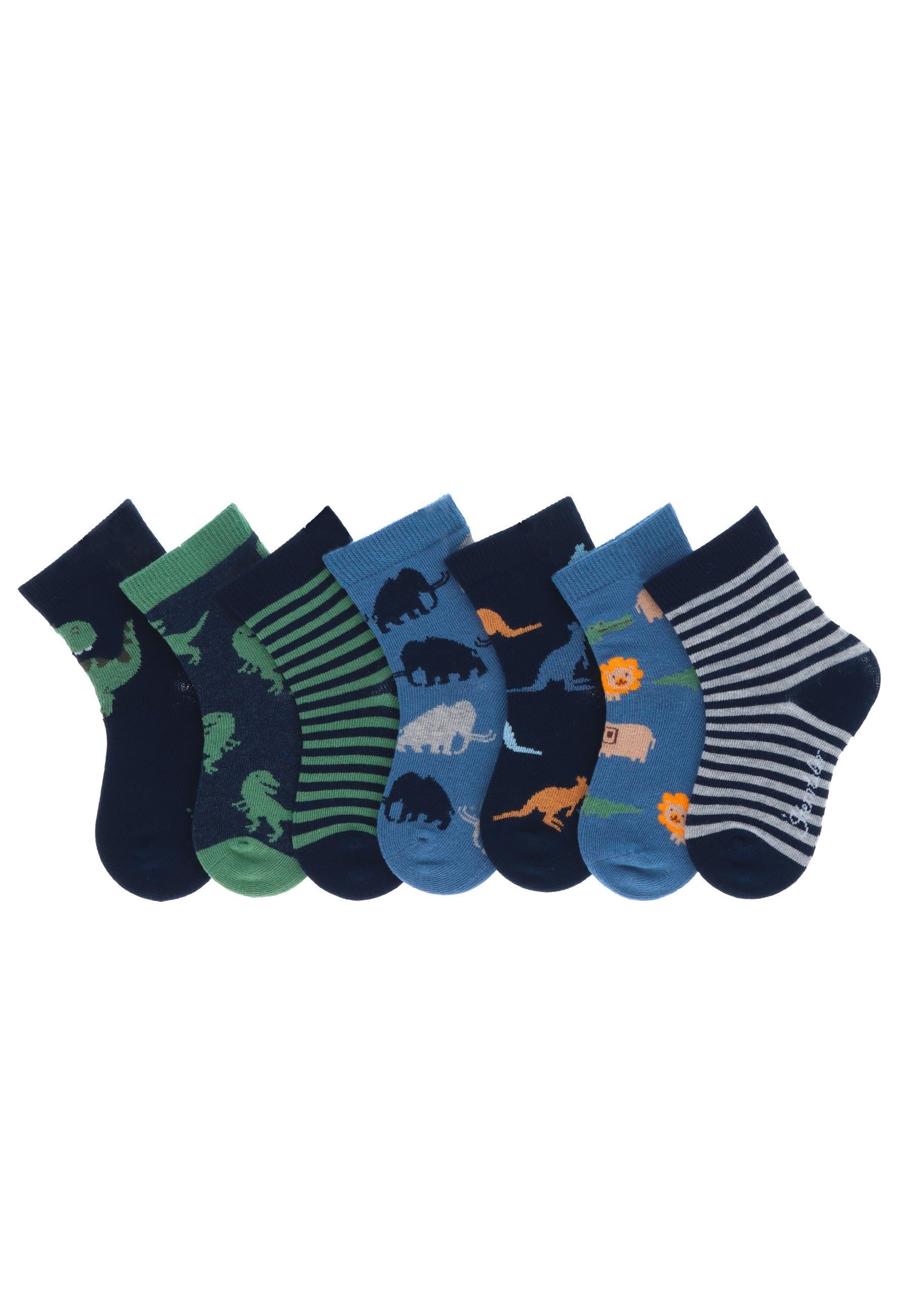 Sterntaler® Feinsöckchen Socken 7er-Box Wildnis (7-Paar, 7er-Pack) 7 Paar Jungensöckchen in Geschenkbox mit coolen Motiven