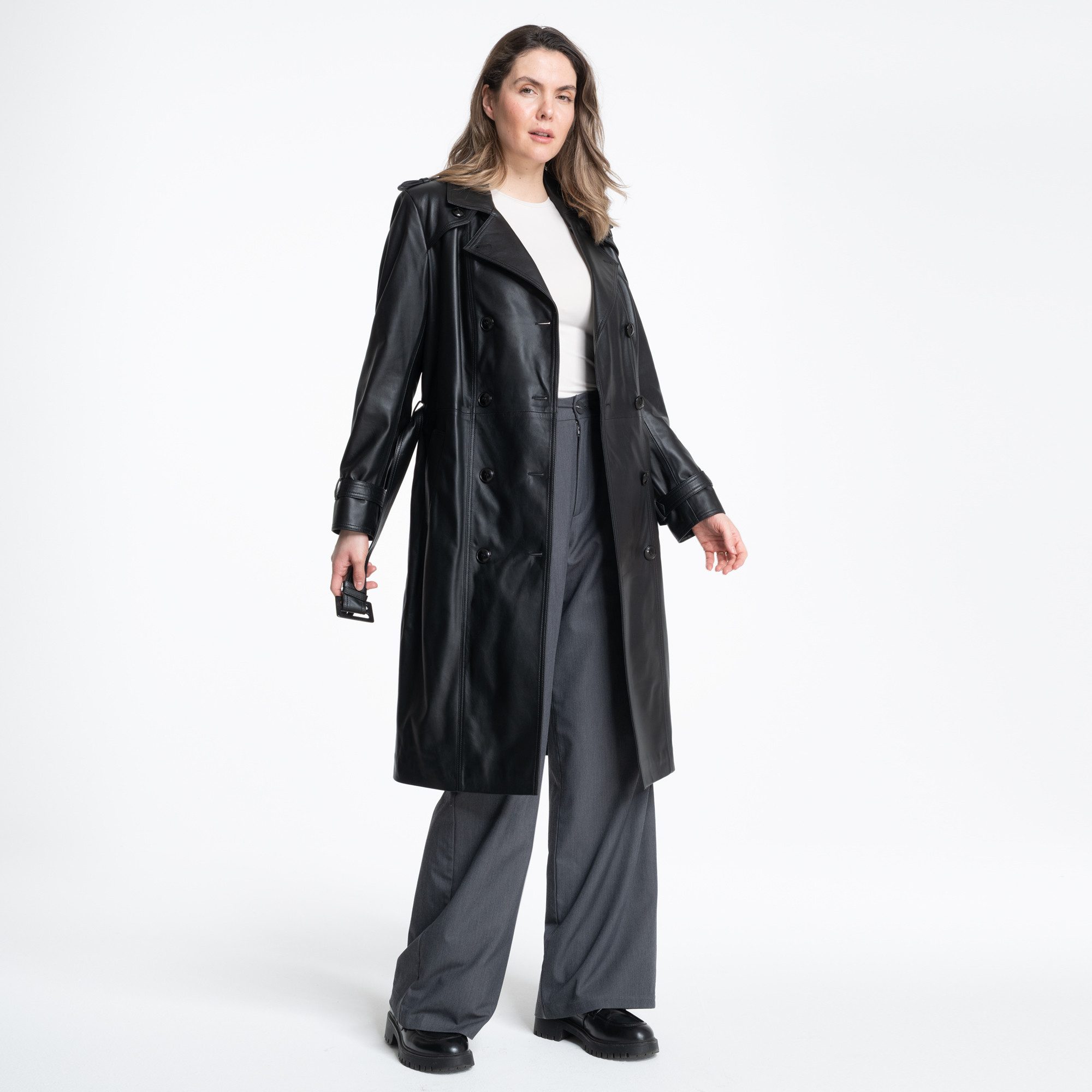 Mouflon Ledermantel Celina „Hochwertiger, softiger Leder-Trenchcoat“