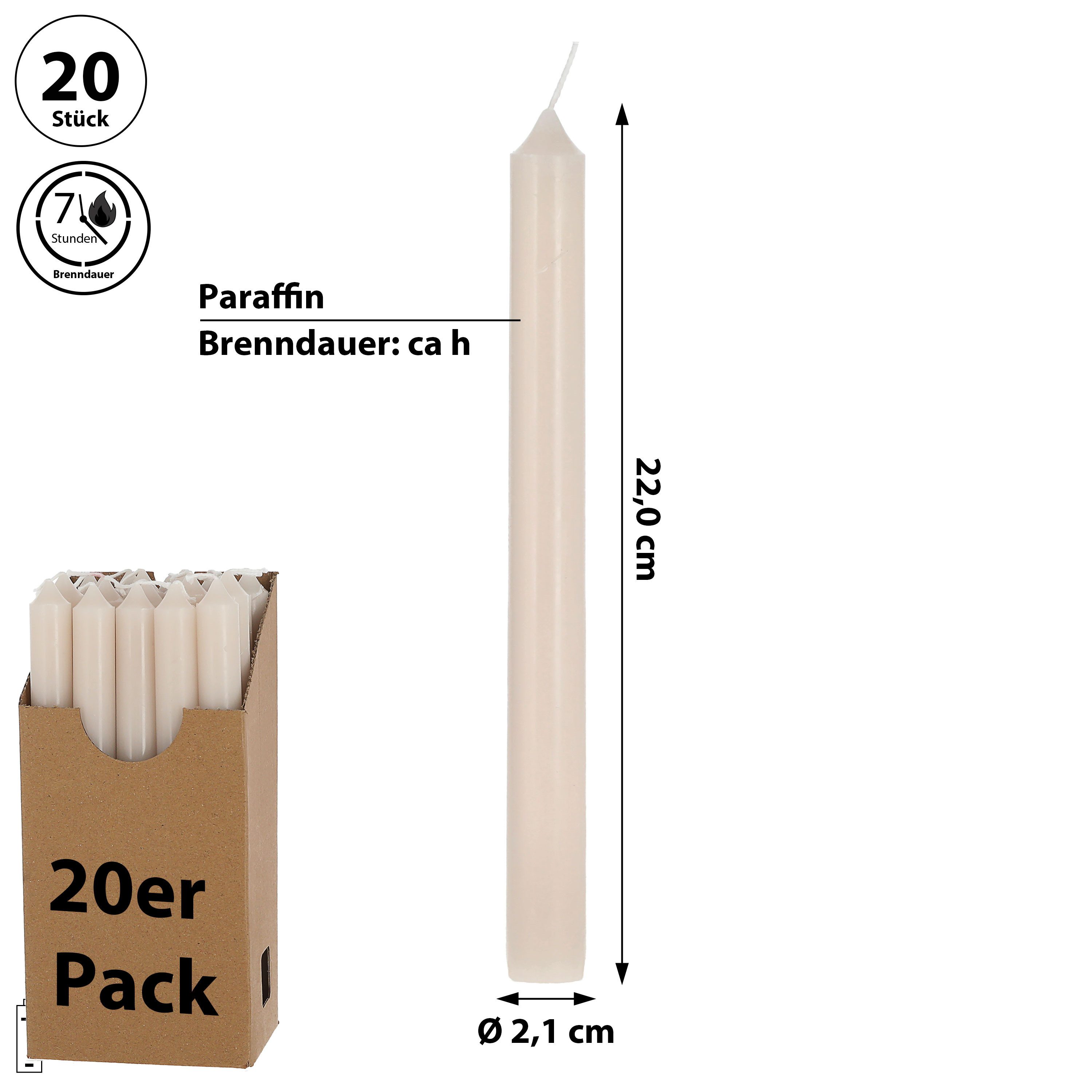 CEPEWA Tafelkerze Stabkerze 20er Set creme günstig online kaufen