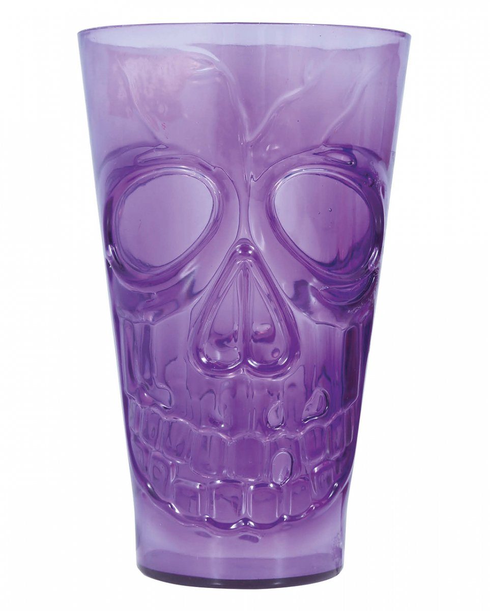Horror-Shop Dekofigur Violettes Getr Halloween creepy für Glas Totenkopf