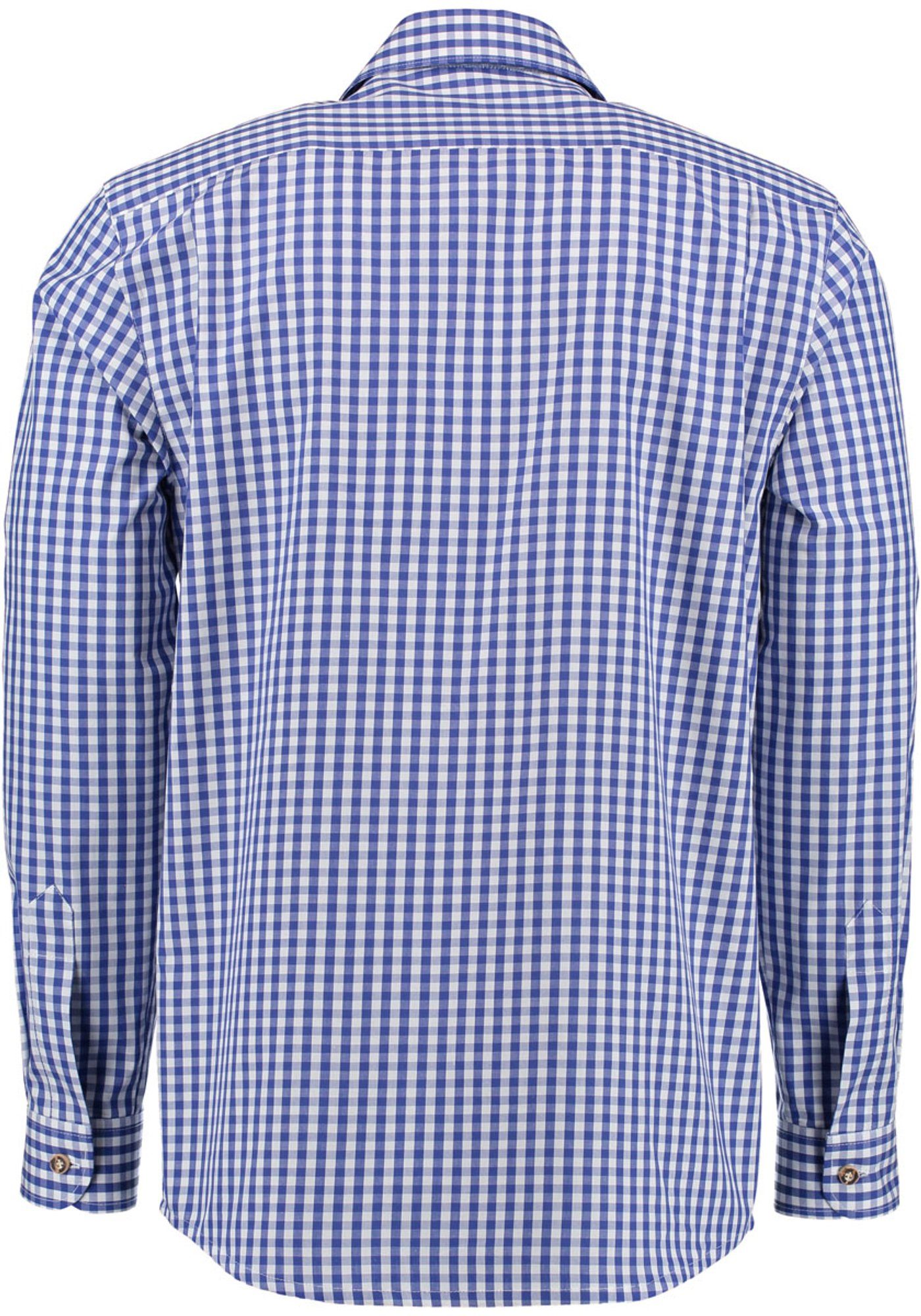 OS-Trachten Trachtenhemd Knopf Langarmhemd Vidiko mit kornblau mit Paspeltasche Herren
