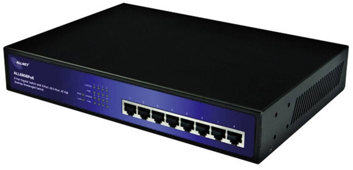 Allnet ALLNET Switch unmanaged 8 port Gigabit HPoE, 4x PoE+ oder 8x PoE, l... Netzwerk-Switch