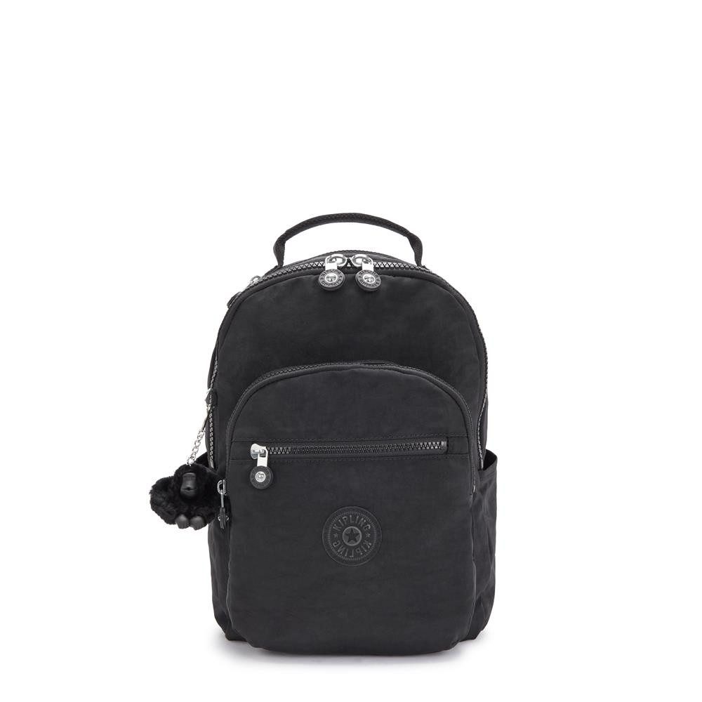 KIPLING Tagesrucksack SEOUL S, Kleiner Rucksack, Black Noir (schwarz), 14L, mit 11-Zoll-Tabletfach