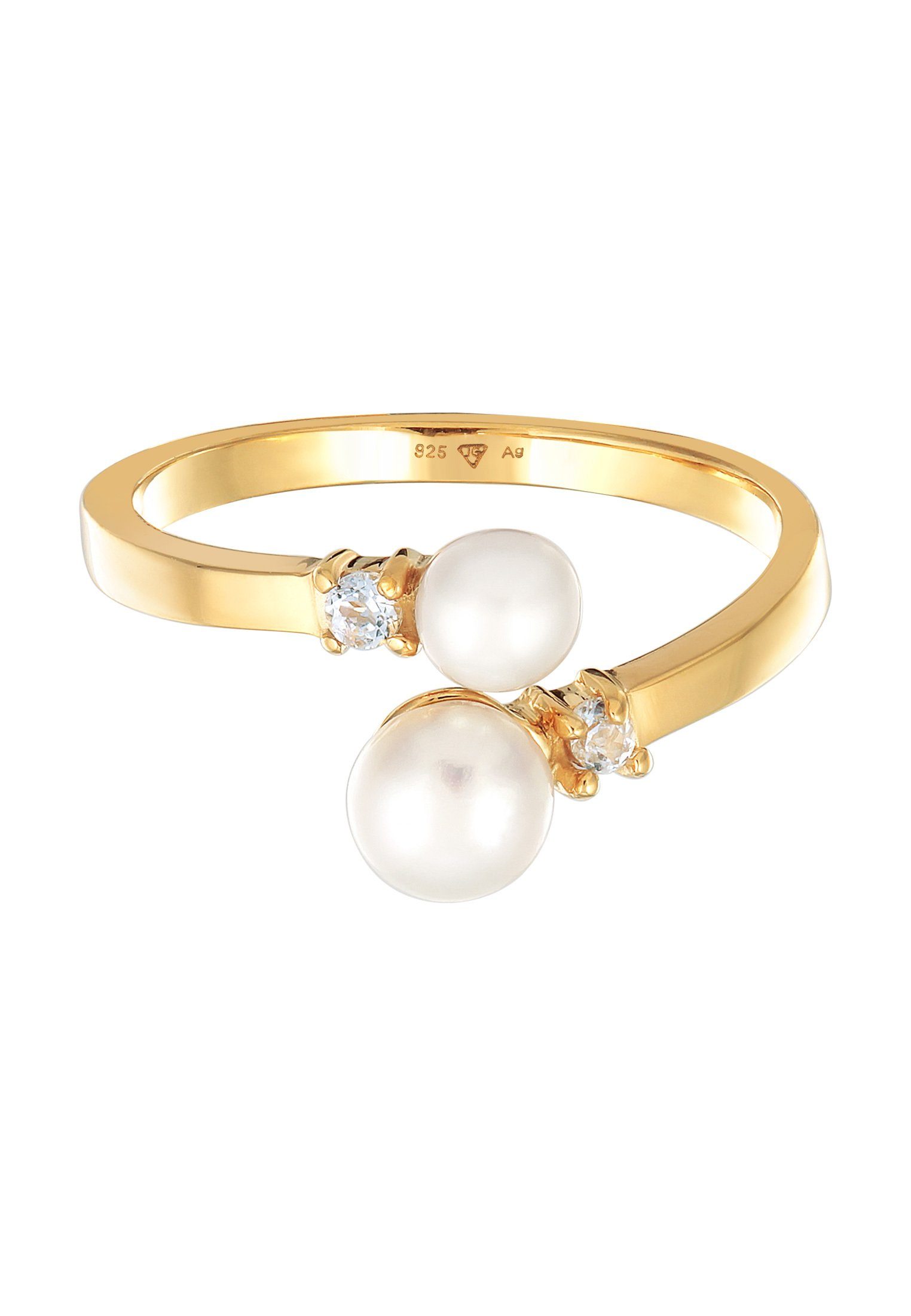 Elli Premium Perlenring Wickelring Süßwasserperle 925 Silber vergoldet günstig online kaufen