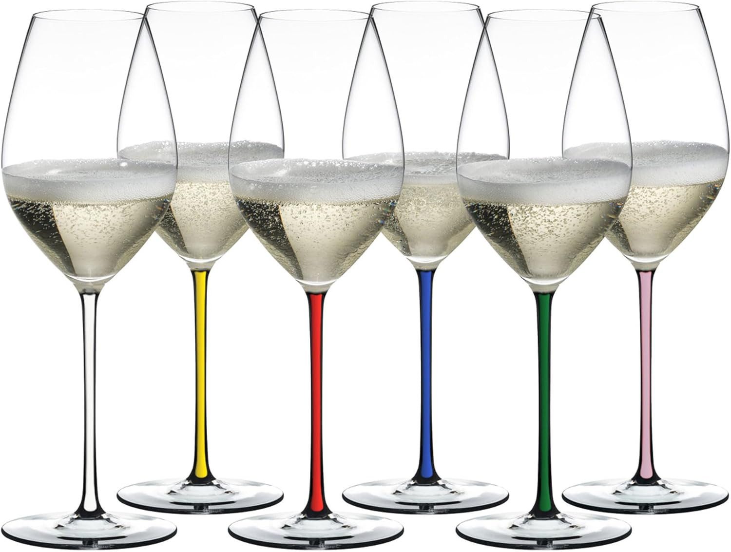 Dekomiro Sektglas Riedel Geschenkset Fatto a Mano Champagner, Kristallglas, farbige Stiele