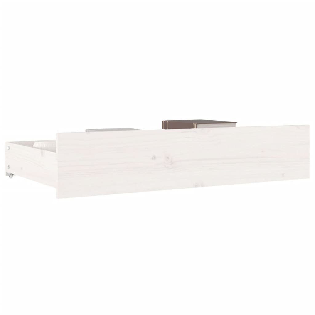 Massivholz Bettschubladen 4 Weiß Bettschubkasten Kiefer Stk. vidaXL