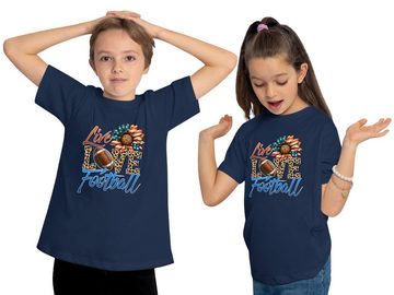 MyDesign24 T-Shirt Kinder Print Shirt Live, Love and Football Schriftzug Bedrucktes Jungen und Mädchen American Football T-Shirt, i510
