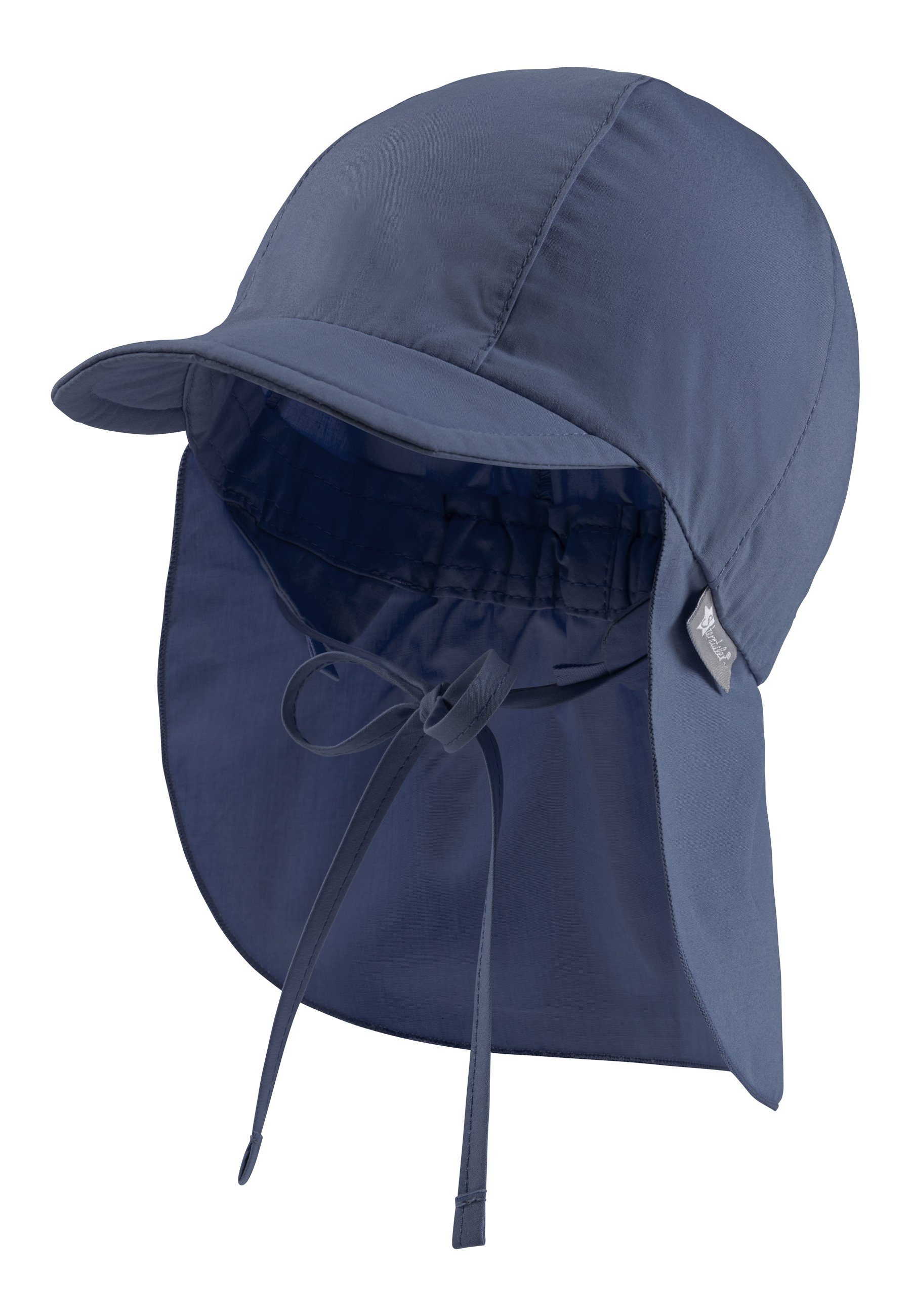 Sterntaler® Schirmmütze 50+ Schirmmütze mit Nackenschutz uni (1-St) Kinderhut aus UV-Popeline mit Bindeband und UV-Schutz 50+