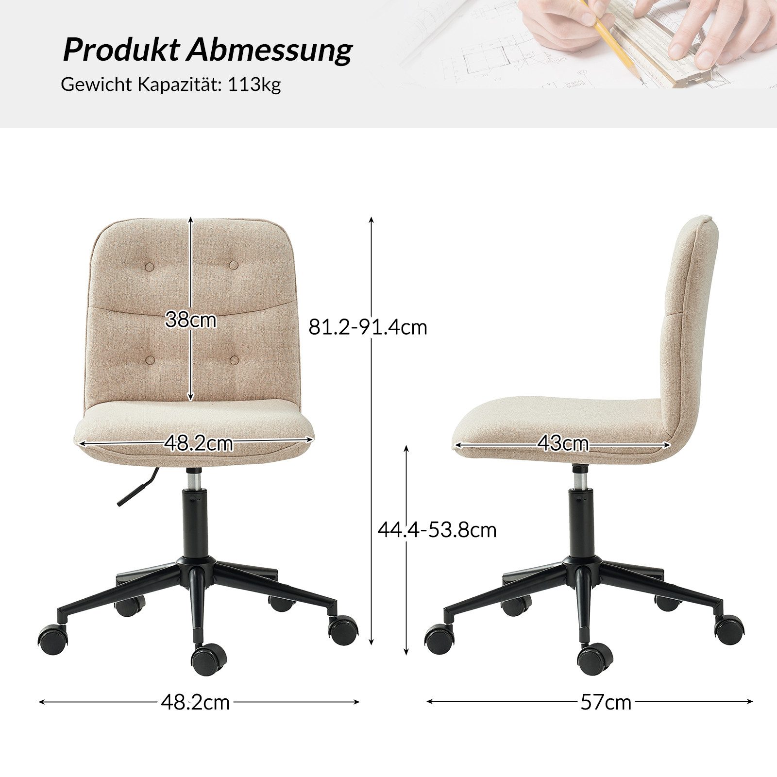 HULALA HOME Stuhl Bürostuhl, Drehstuhl, Vintager günstig online kaufen