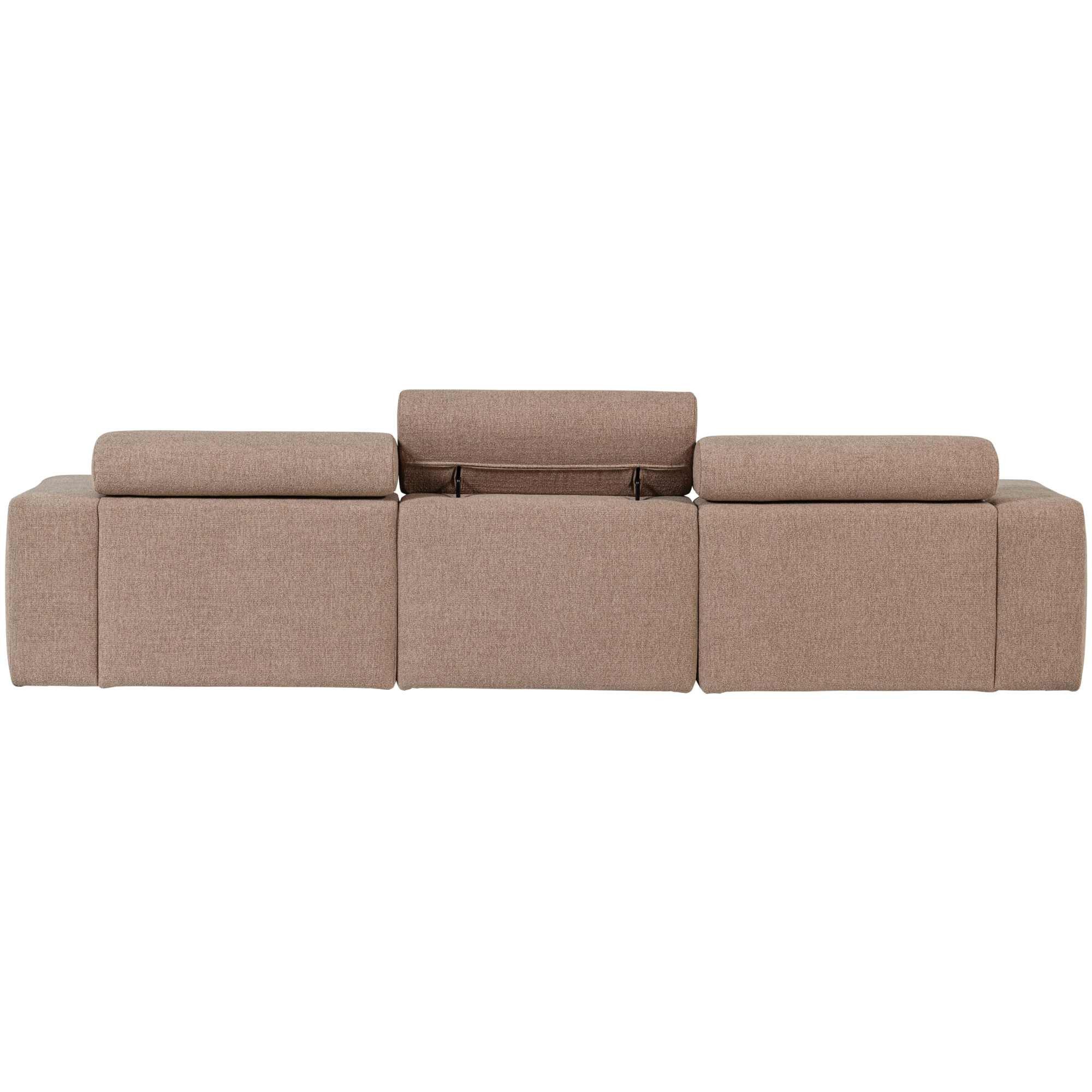 WOOOD Ecksofa Novi Bouclé Taupe – mit verstellbarer Nackenstütze, Rechts, verstellbare Nackenstütze