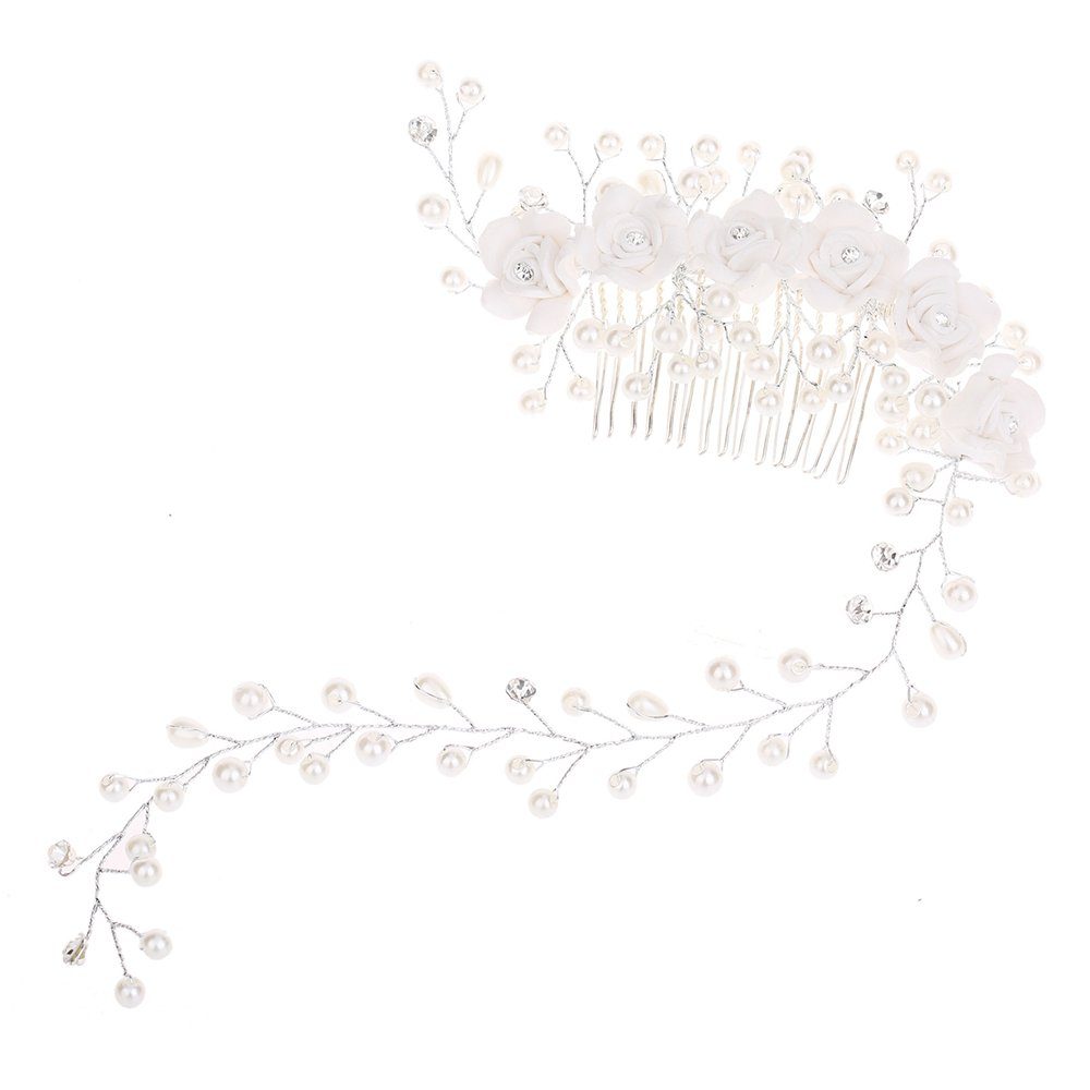 AUzzO~ Diadem Hochzeit Blume Kopf haarschmuck (1 Stück), Perlen-Haarschmuck Kopfschmuck Brautkamm Blume für bräute